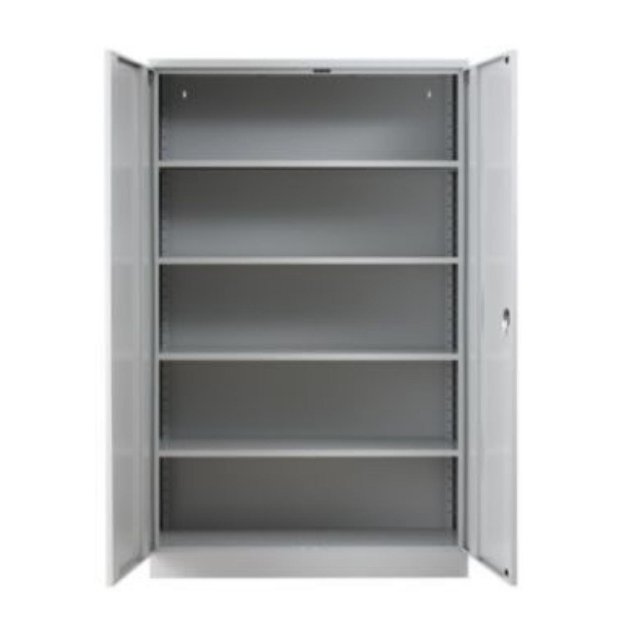 STAHLSCHRANK Bee mit 9 lackierten Fachböden 195x120x42 cm Korpusfarbe Lichtgrau Frontfarbe Lichtgrau - Hellgrau, Metall (120/195/42cm)