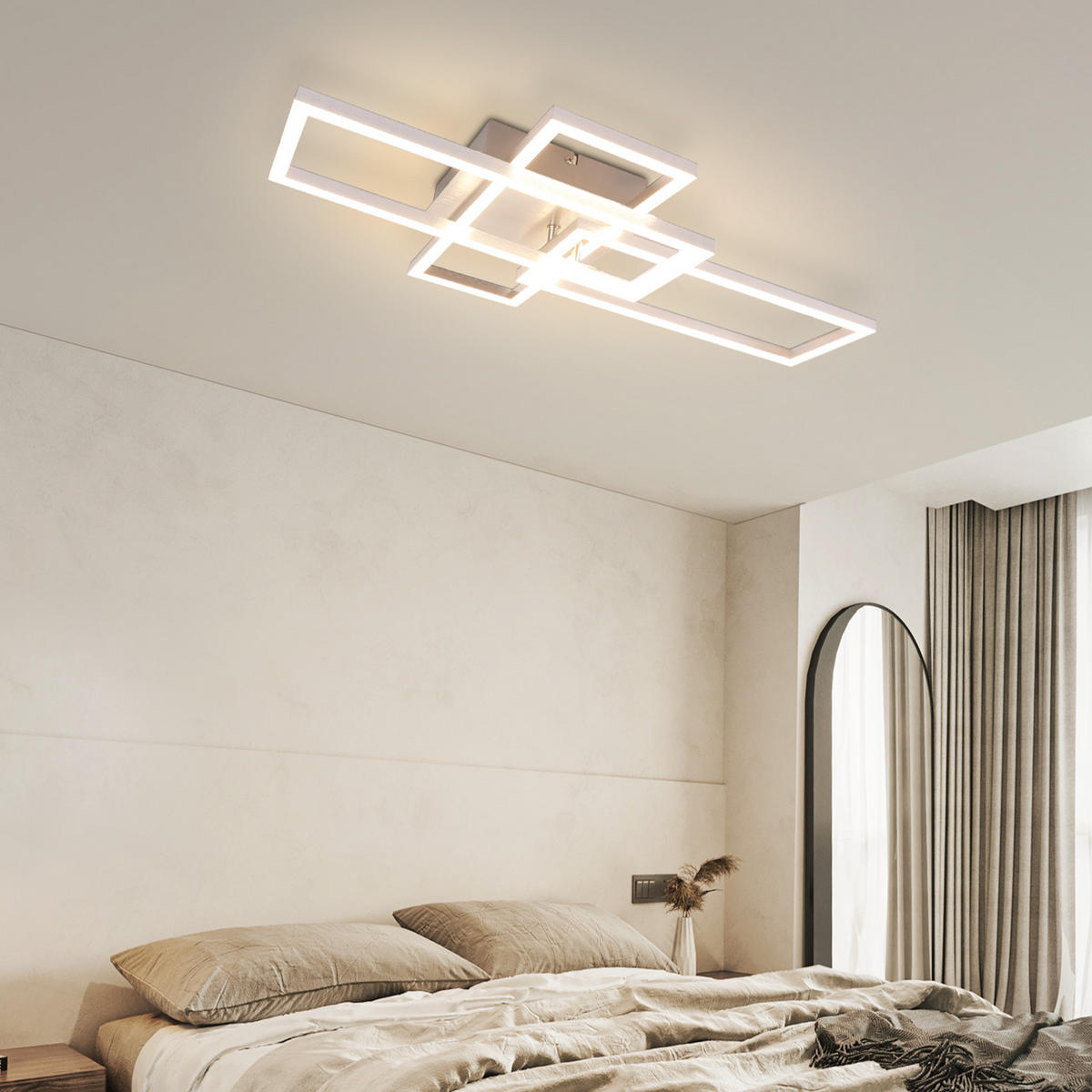 LED-DECKENLEUCHTE Flamhain 35/9.5/64.5 cm - Silberfarben, Metall (64.5/35/9.5cm) - ZMH