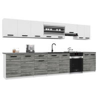 KÜCHENZEILE Italia 3 320 cm, mit Arbeitsplatten, Weiß-Grau Glamour Matt - Hellgrau/Weiß, Holz (320/143/60cm) - B BELINI GROUP