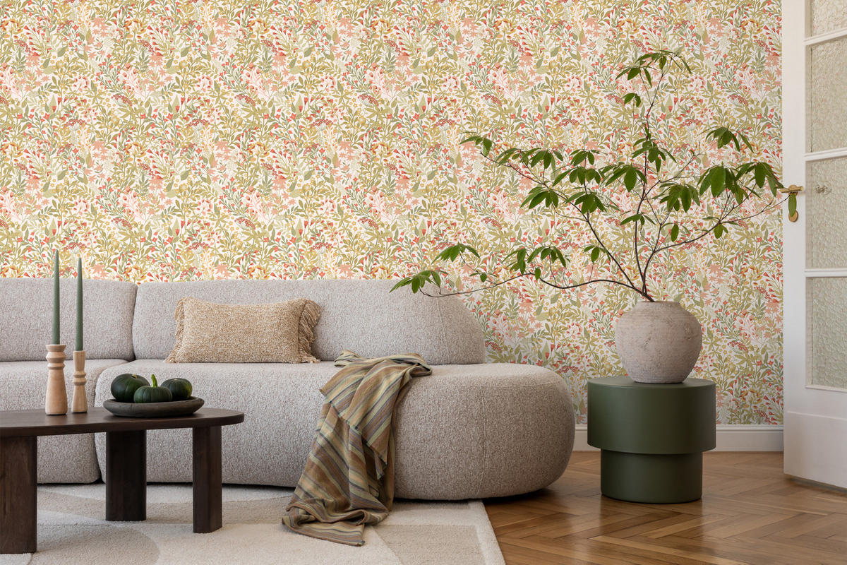 TAPETE Feldblumen 50 x 900 cm - Grün, Papier (50/900cm) - ESTAhome