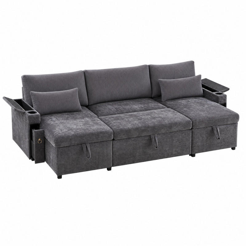 Meubliv Schlafsofa Grau 131x84x272 cm