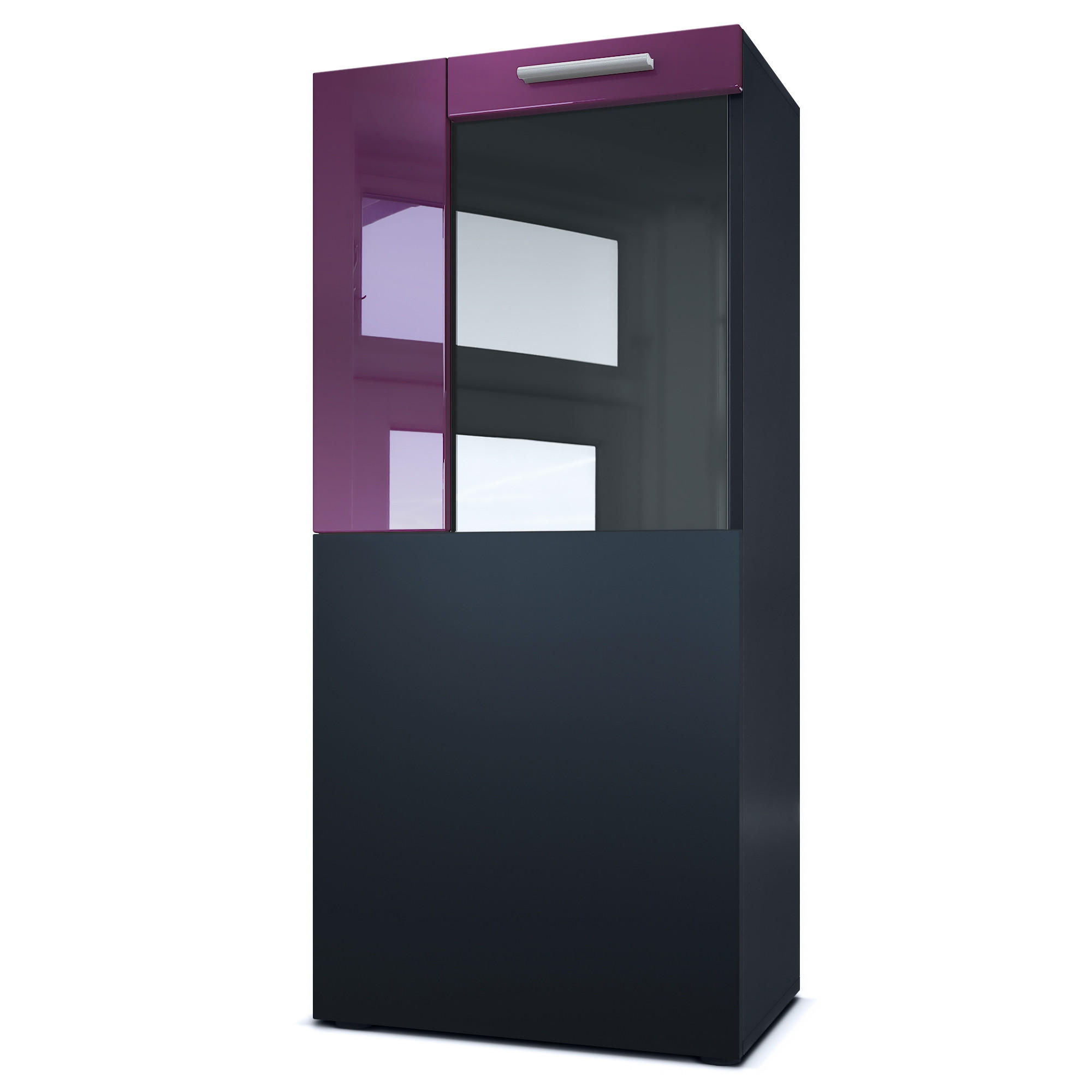 VITRINE Movie Absetzungen in Brombeer Hochglanz - Brombeere, Holzwerkstoff (50.5/111/32.5cm) - Vladon
