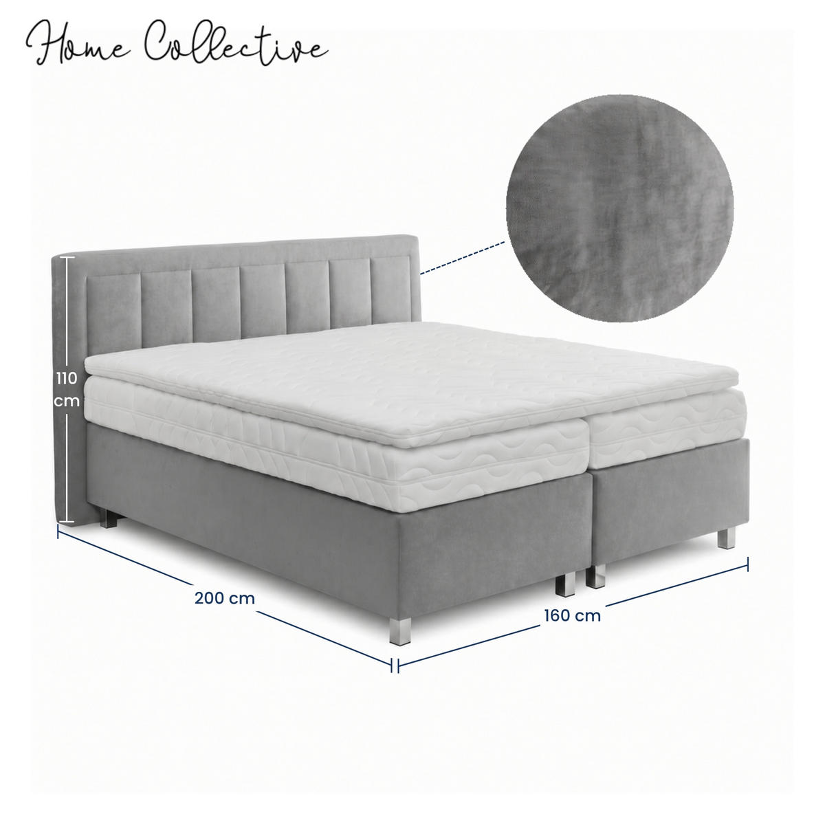 BOXBETT H3 Matratze 160x200 cm in Grau - Grau, Textil (160/200cm) - Home Collective