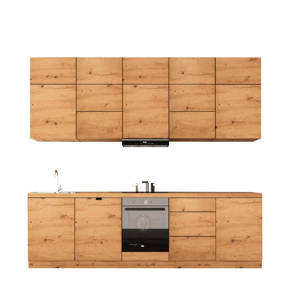 KÜCHENZEILE 300 cm - Langen KL13-M300 - in Artisan Eiche - Eiche Artisan, Holz (300/212/52cm)