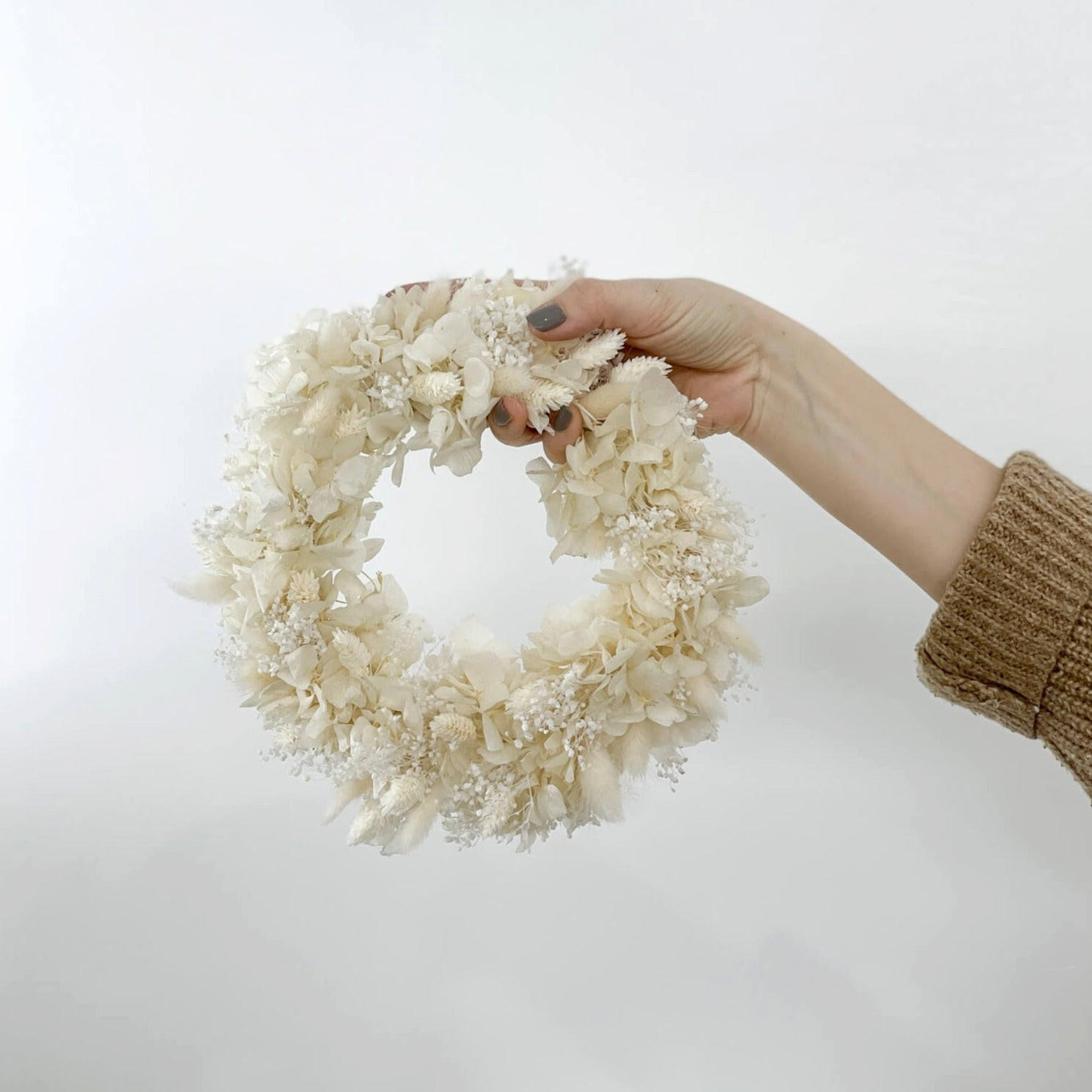 TROCKENBLUMEN Kranz Snow white - Weiß, Naturmaterialien (5cm) - Lykke & You