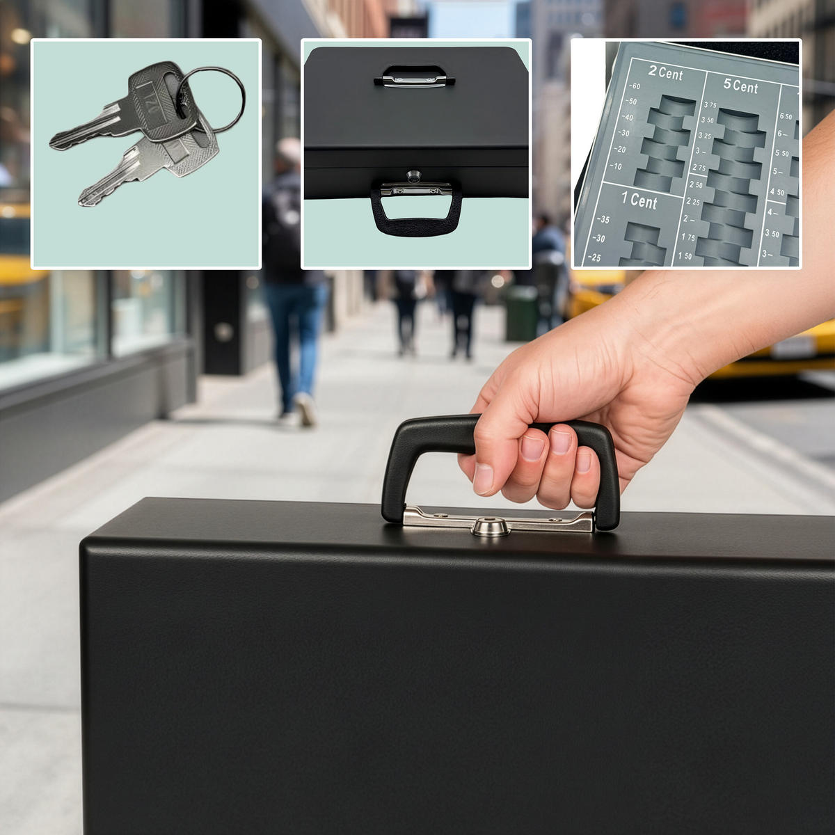 GELDKASSETTE - Schwarz, Kunststoff/Metall (37/10/28cm) - Relaxdays