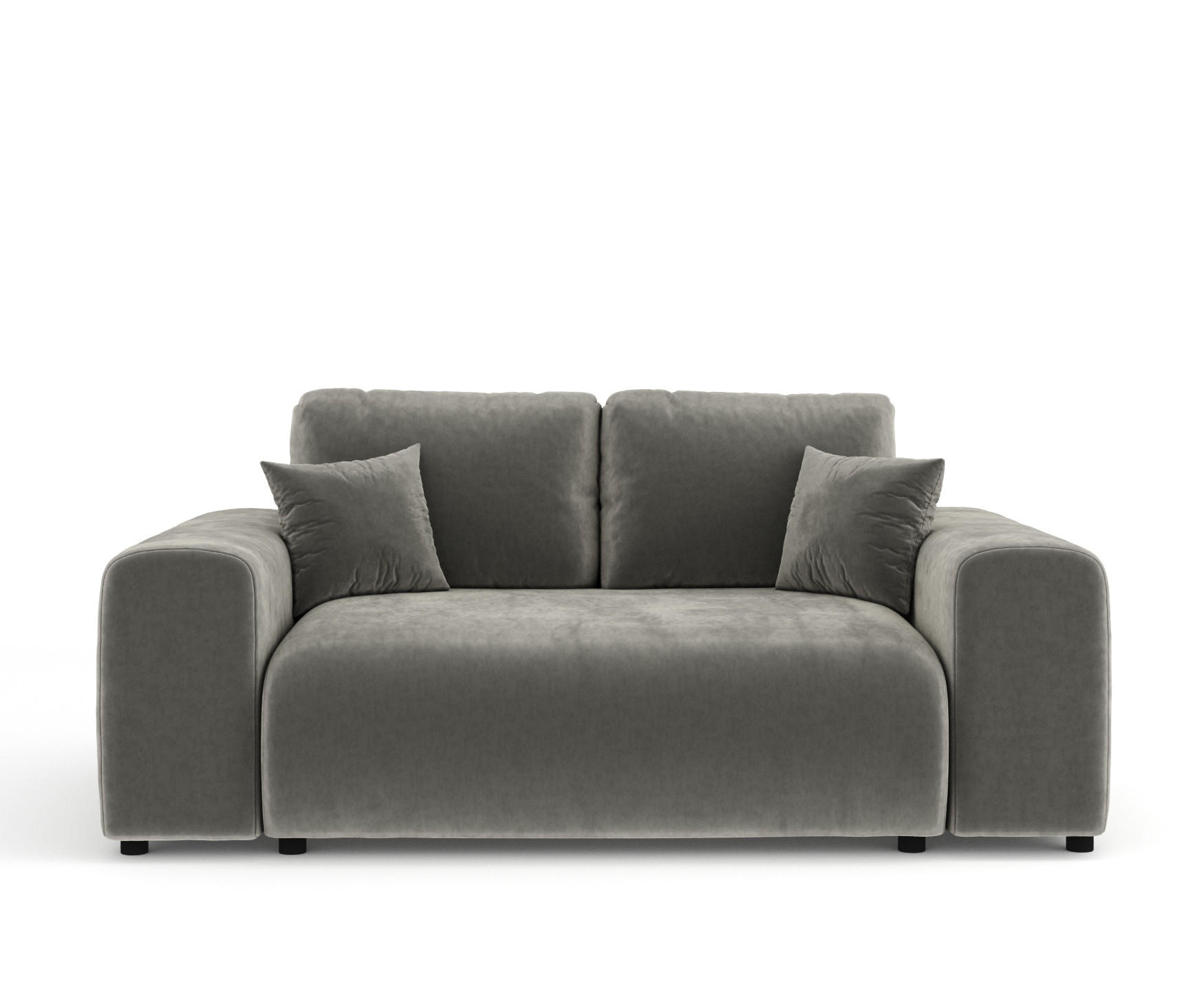 2-SITZER-SOFA Zanzibar Grau Samtstoff - Schwarz/Grau, Holz/Holzwerkstoff (178/79/108cm) - Maison de Reve