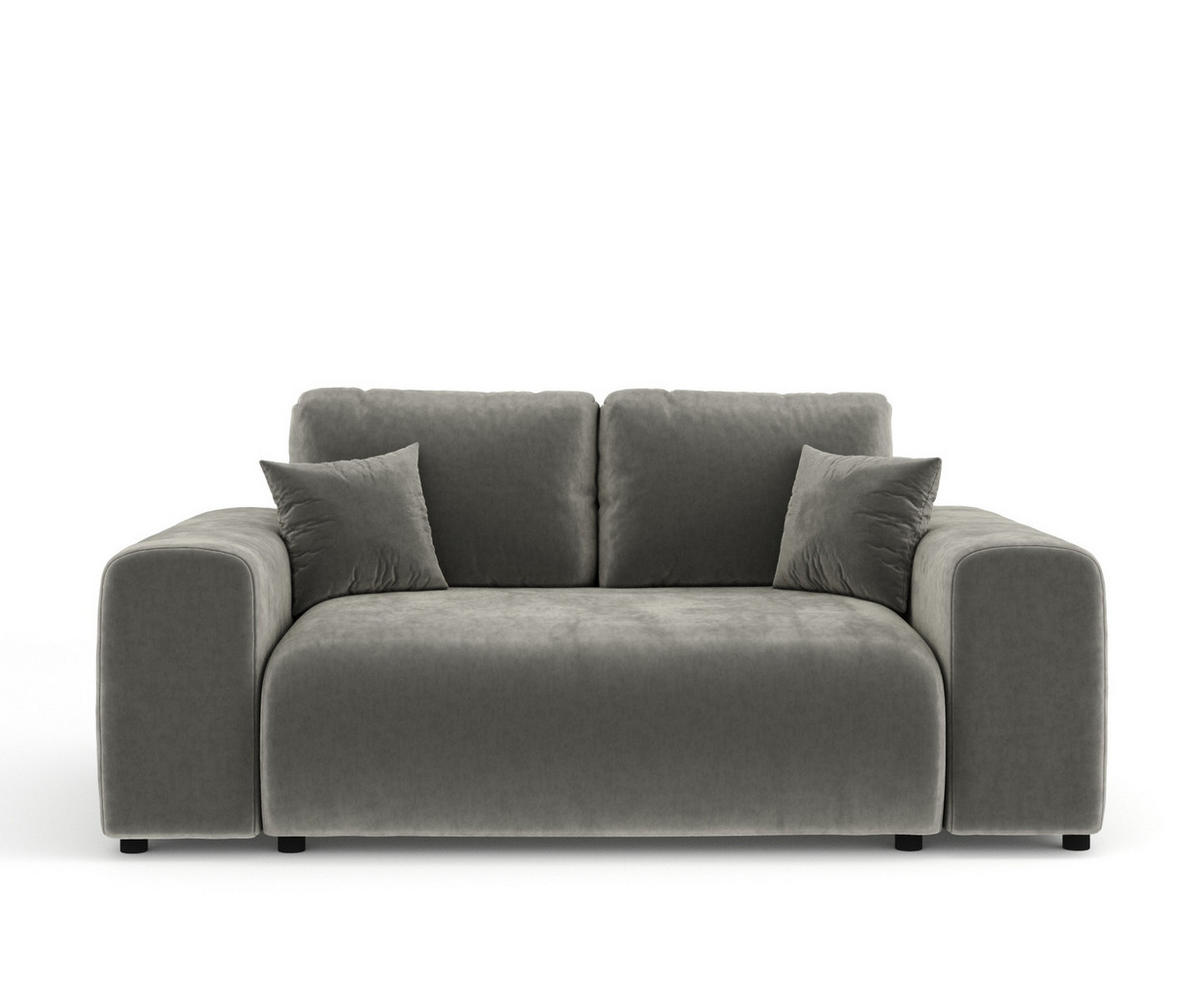 2-SITZER-SOFA Zanzibar Grau Samtstoff - Schwarz/Grau, Holz/Holzwerkstoff (178/79/108cm) - Maison de Reve