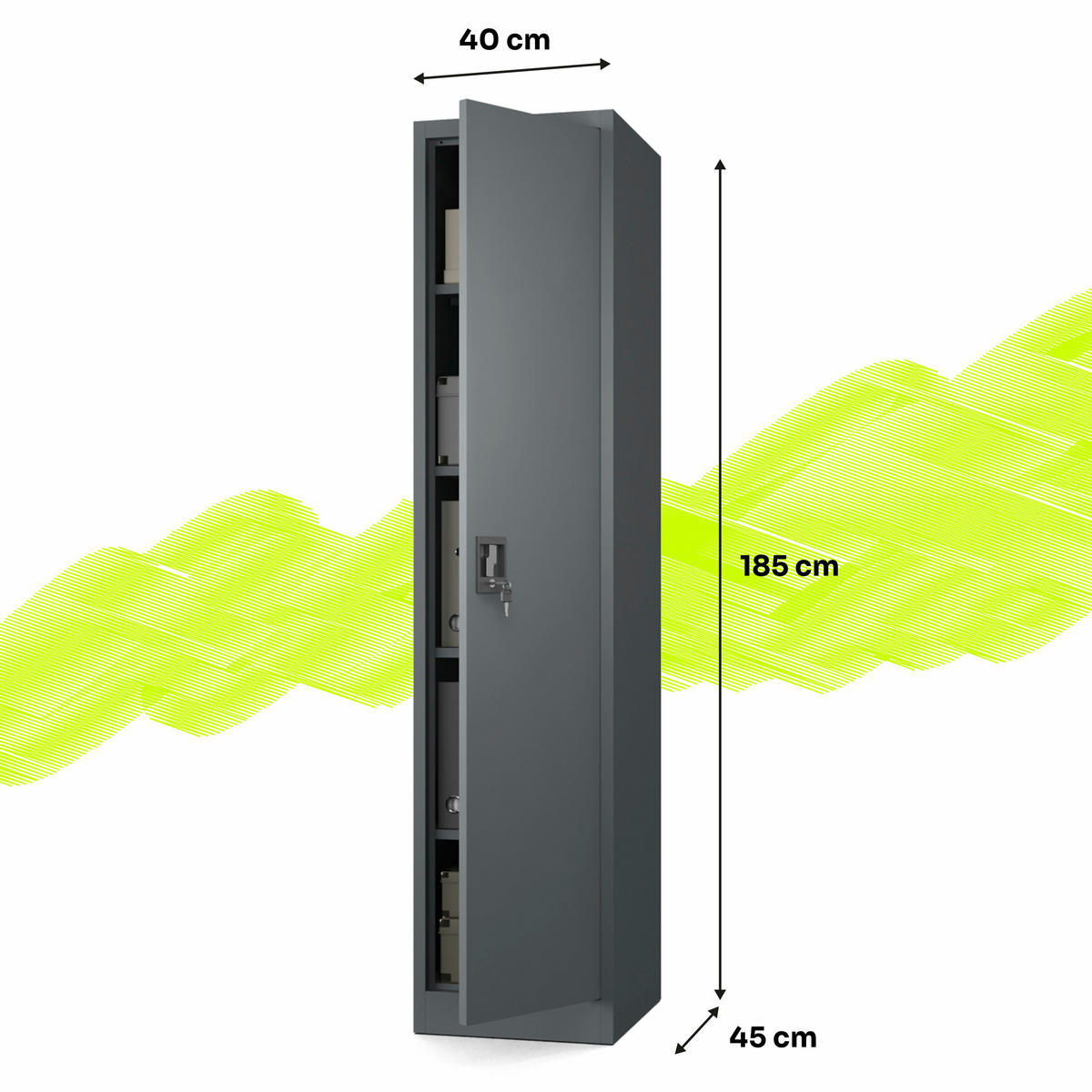 AKTENSCHRANK mit 4 Einlegeböden Anthrazit Stahl 40x185x45cm - Anthrazit, Metall (40/185/45cm) - Muralo