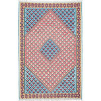 HANDWEBTEPPICH Senneh Kelim Blau 153/100 cm Schurwolle - Blau, Textil (100/153cm) - Looma