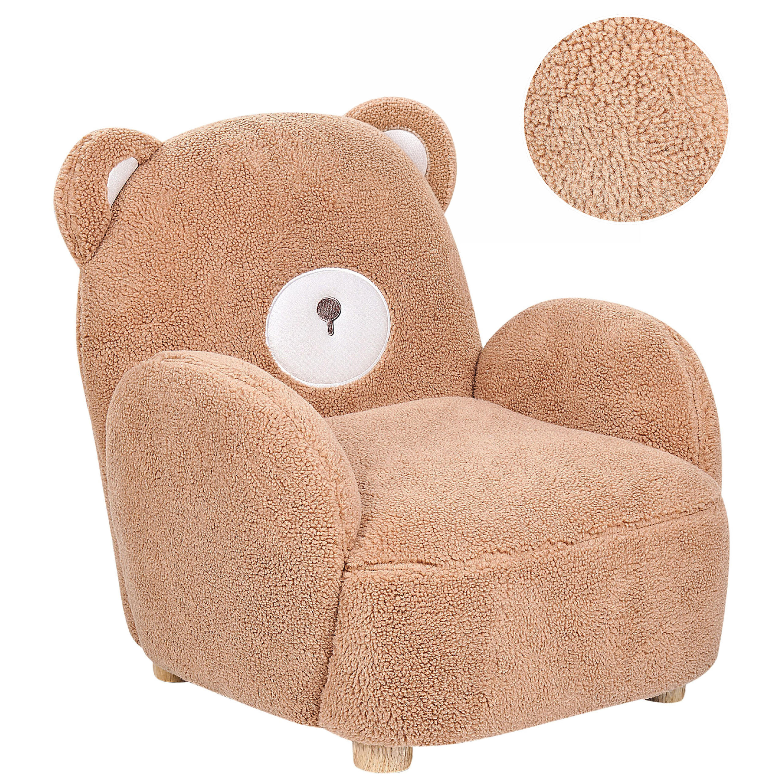 Beliani DĚTSKÉ KŘESLO Teddybär Bouclé Hnědé Boo