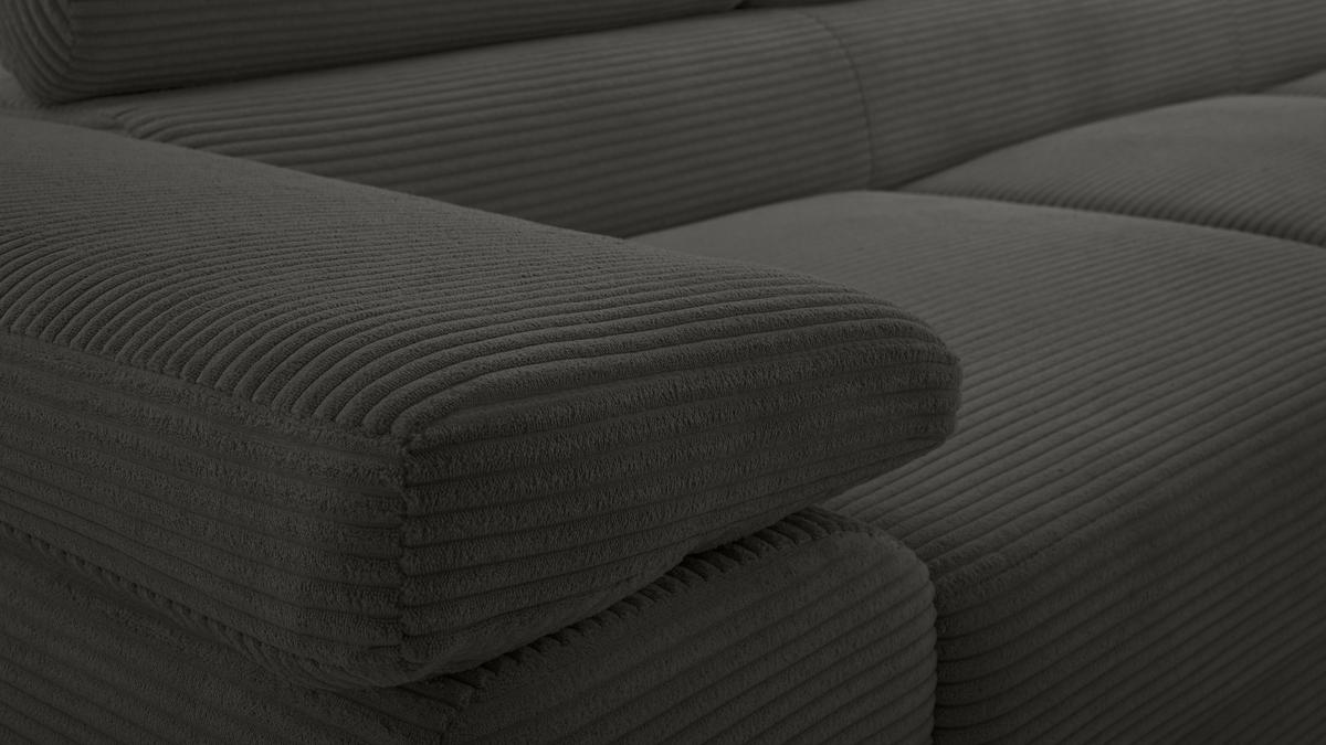 WOHNLANDSCHAFT Arborio Schwarz 352/202/90 cm mit Schlaffunktion - Schwarz, Textil/Metall (352/90/202cm) - AX Living