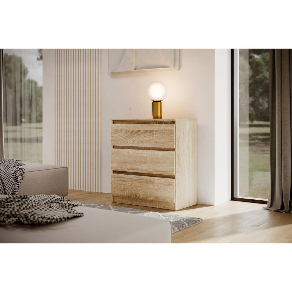 KOMMODE Lemon 70 cm mit drei Schubladen eiche Sonoma - Sonoma Eiche, Holzwerkstoff (70/78.5/39cm) - Beautysofa
