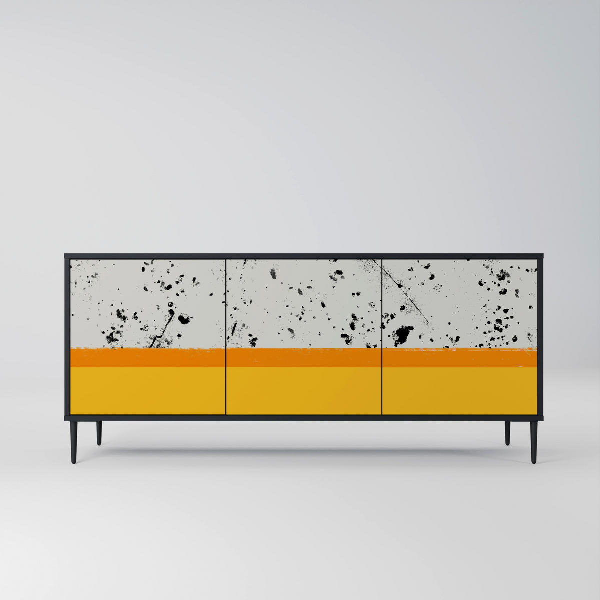 SIDEBOARD DYED BY ORANGE, Eicheneffekt, 164,5x42x77,5 cm, 3 Türen - Eichefarben/Buchefarben, Holzwerkstoff/Buchenholz (164.5/77.5/42cm) - SpaceRebels