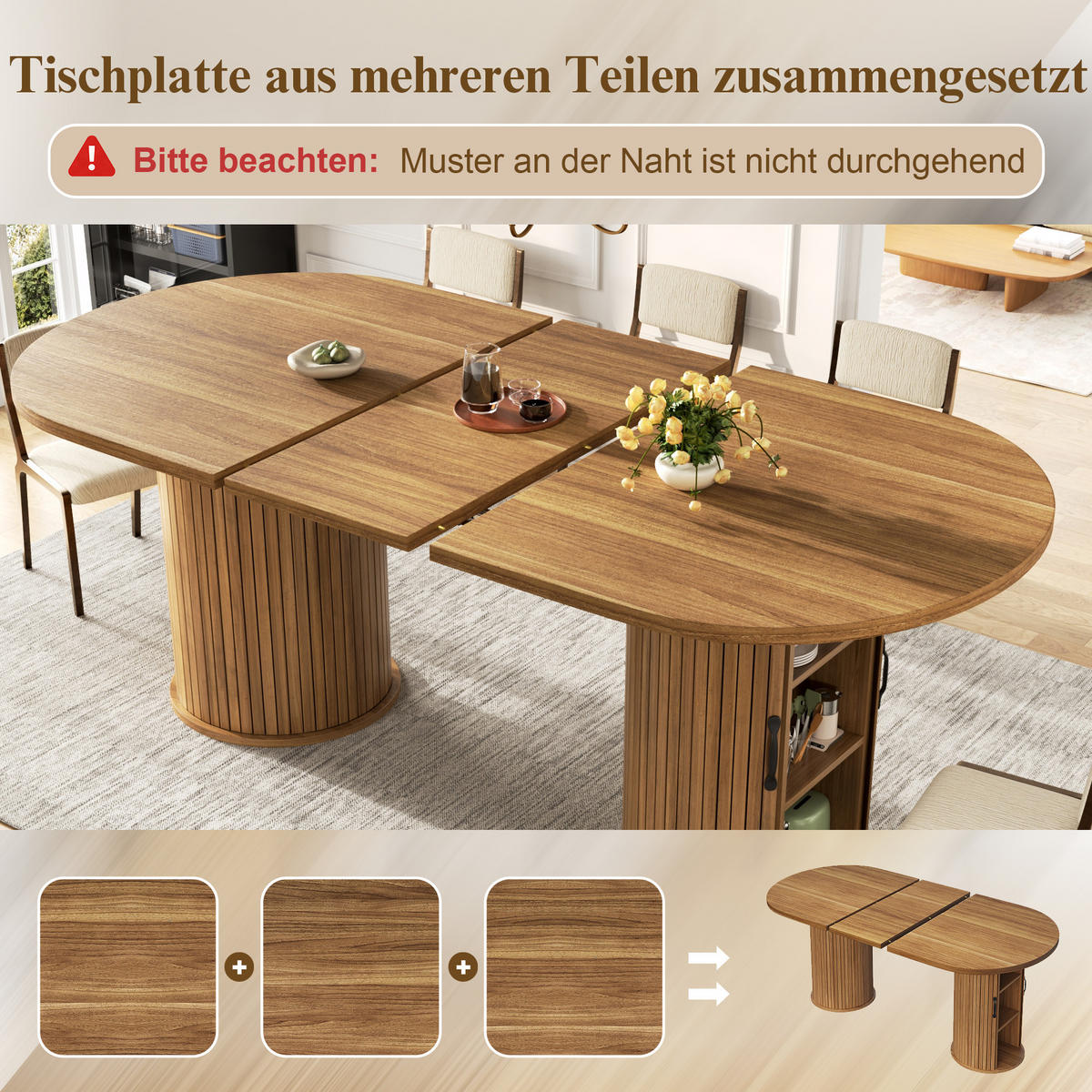 ESSTISCH Dunkelbraun 150–190×80×75 cm mit Auszugmechanismus, verdecktem Staufach und Metallrahmen aus Holzwerkstoff - Dunkelbraun, Holzwerkstoff (80/150/75cm) - Luhomfu
