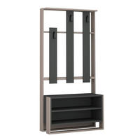 EINGANGSMÖBEL mit 3 Regalen und 3 Haken für Kleiderbügel H180 cm - Chester - Anthrazit, Holzwerkstoff (36/180/90cm) - Calicosy