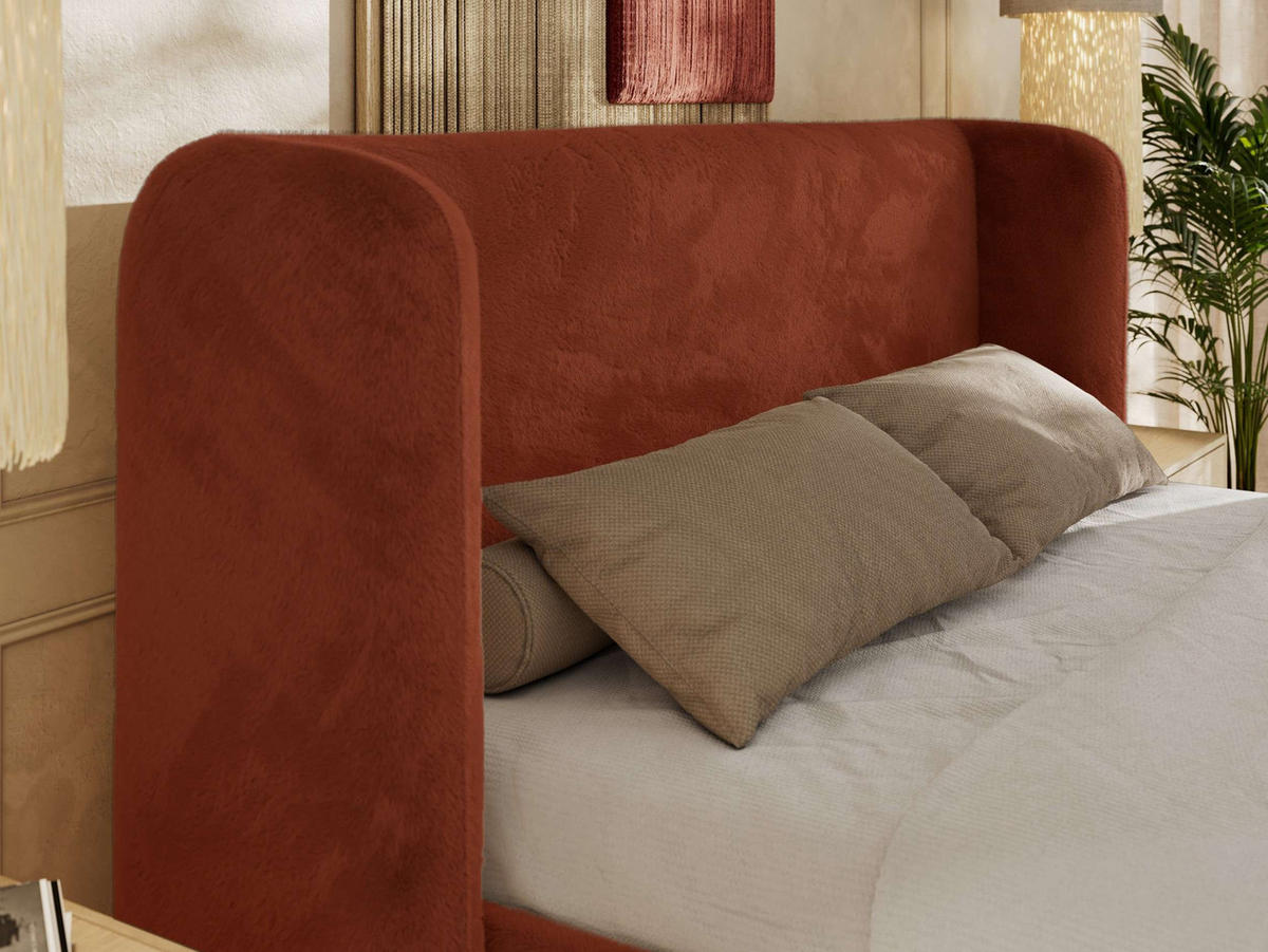 POLSTERBETT EMORA CLASSIC 200/200 - Orange Plüsch - ohne Matratze - Orange, Textil (200/200cm) - MKS