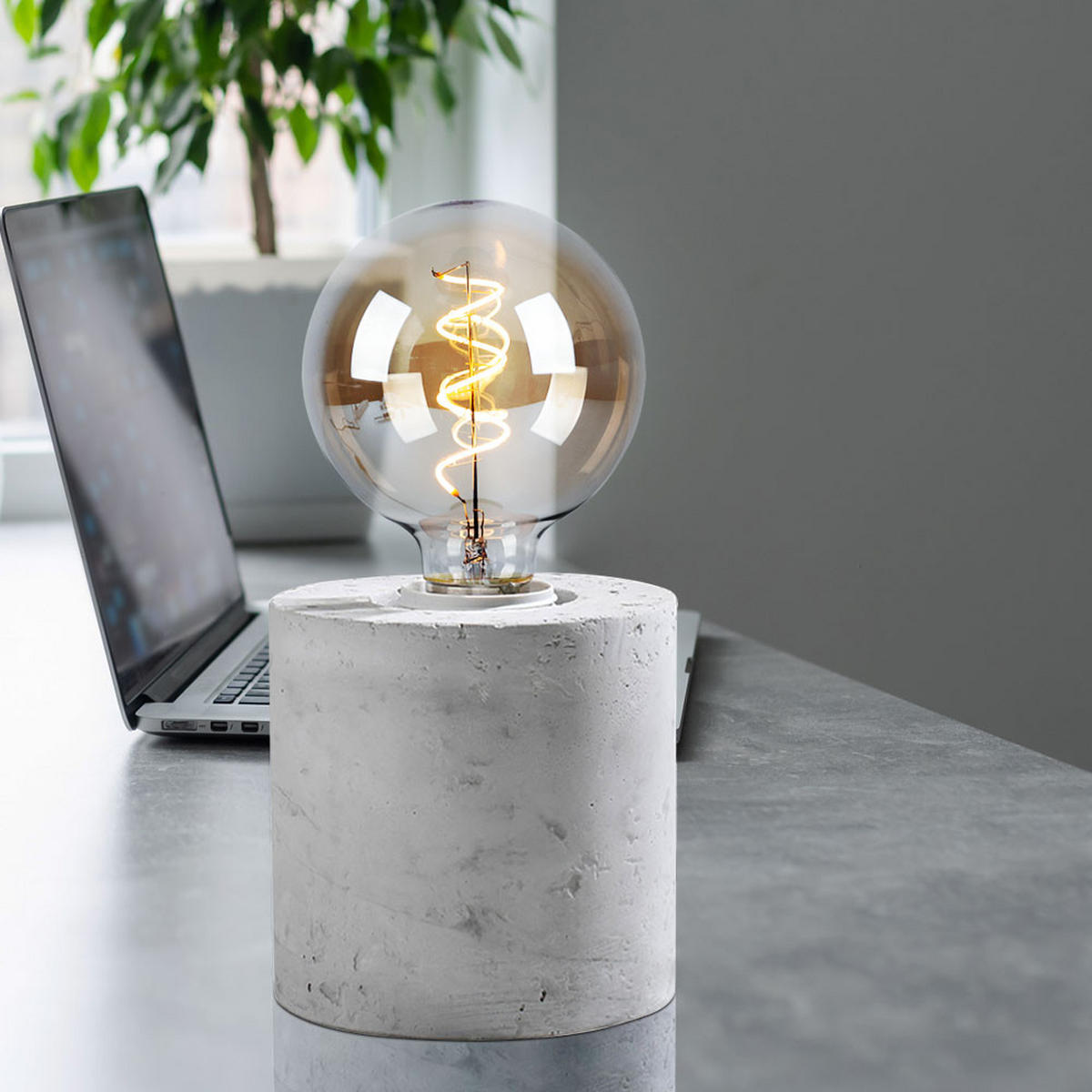 TISCHLEUCHTE SALGADO Beton Grau - Grau, Stein (10/10/10cm)