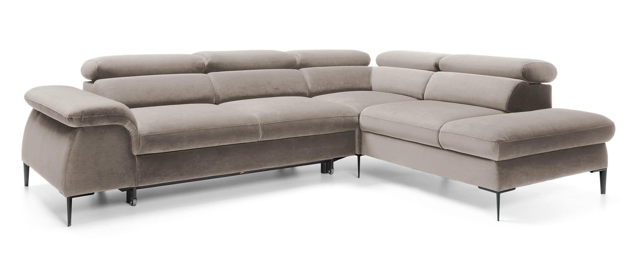 SCHLAFSOFA 280 cm Amaro L mit verstellbaren Kopfstützen, Rechts, Dunkelbeige - Cappuccino, Holz (214/280cm) - Emporius