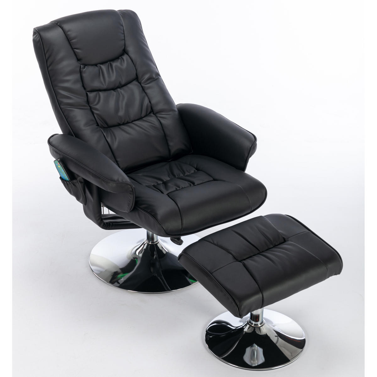 MASSAGESESSEL PU-Leder mit Heizfunktion und 5-Punkt-Massage 79/79/106 cm Schwarz - Schwarz, Kunststoff (79/106/79cm) - Redom