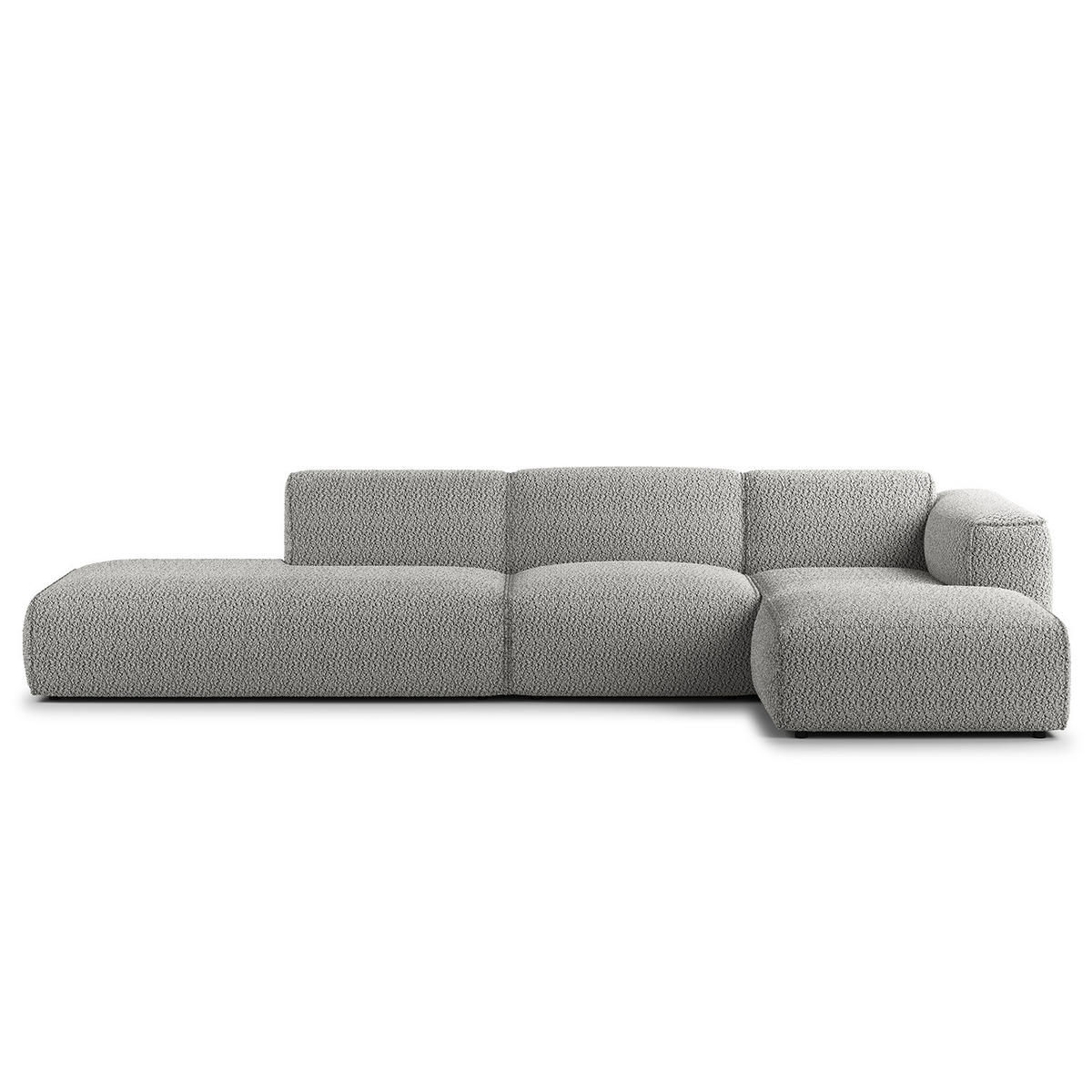 ECKSOFA mit Chaiselongue - Schwarz/Grau, Kunststoff/Textil (290/173cm) - home24
