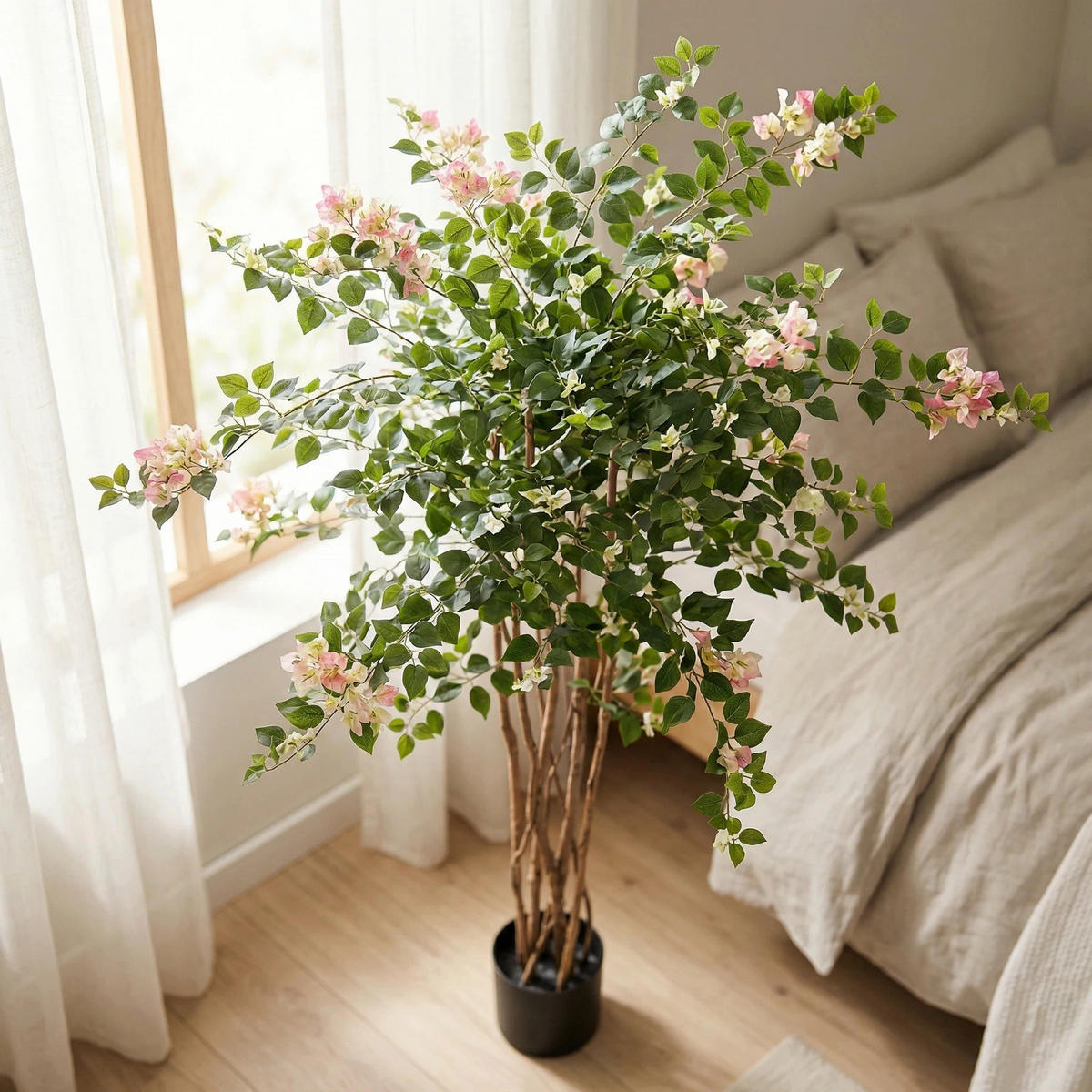KUNSTBAUM Künstlicher Drillingsblumenbaum - Rike 150 cm - Pink, Kunststoff (150cm) - aplanta
