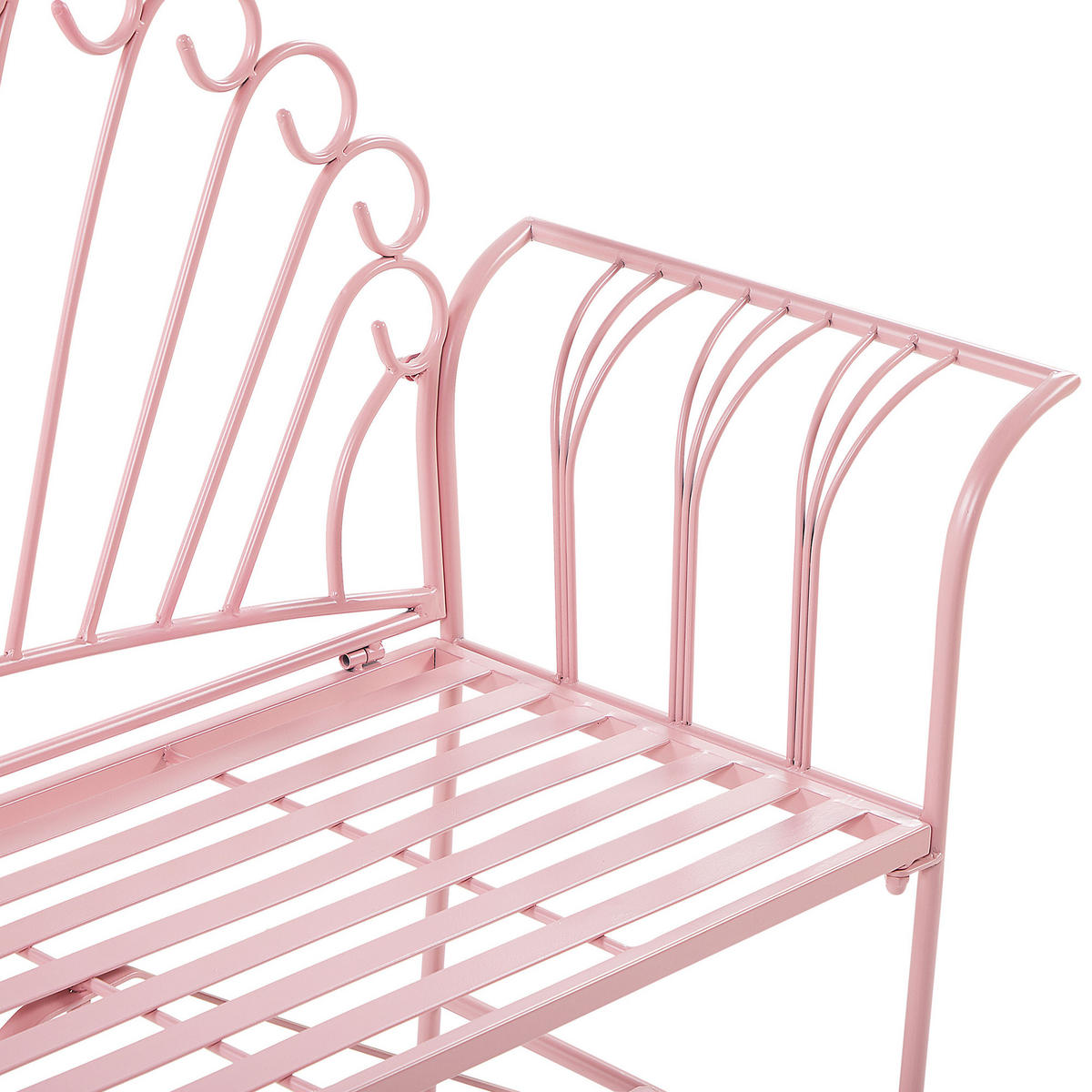 BALKONSET 2-Sitzer rosa Metall Bank mit Beistelltisch Cavinia - Pink, Metall - Beliani