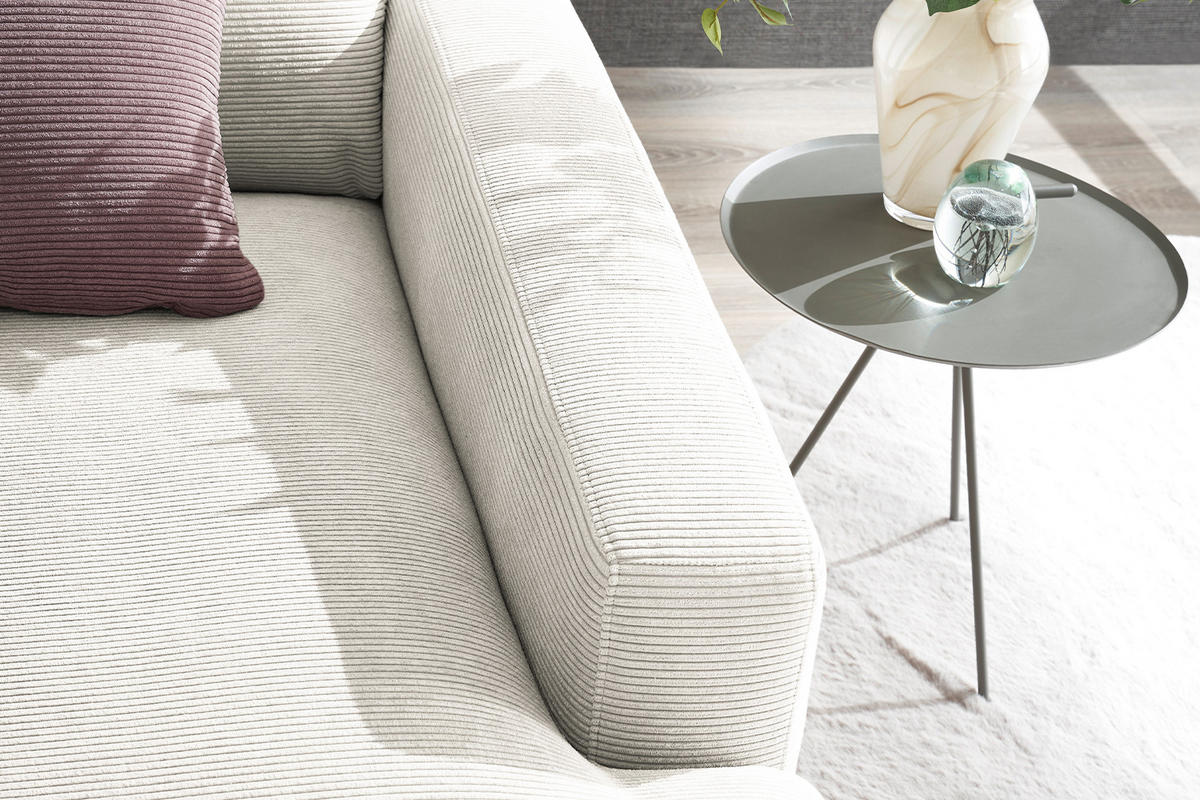 LONGSEAT CARA Weiß Cord - Schwarz/Weiß, Textil/Metall (132/84/170cm) - KAWOLA