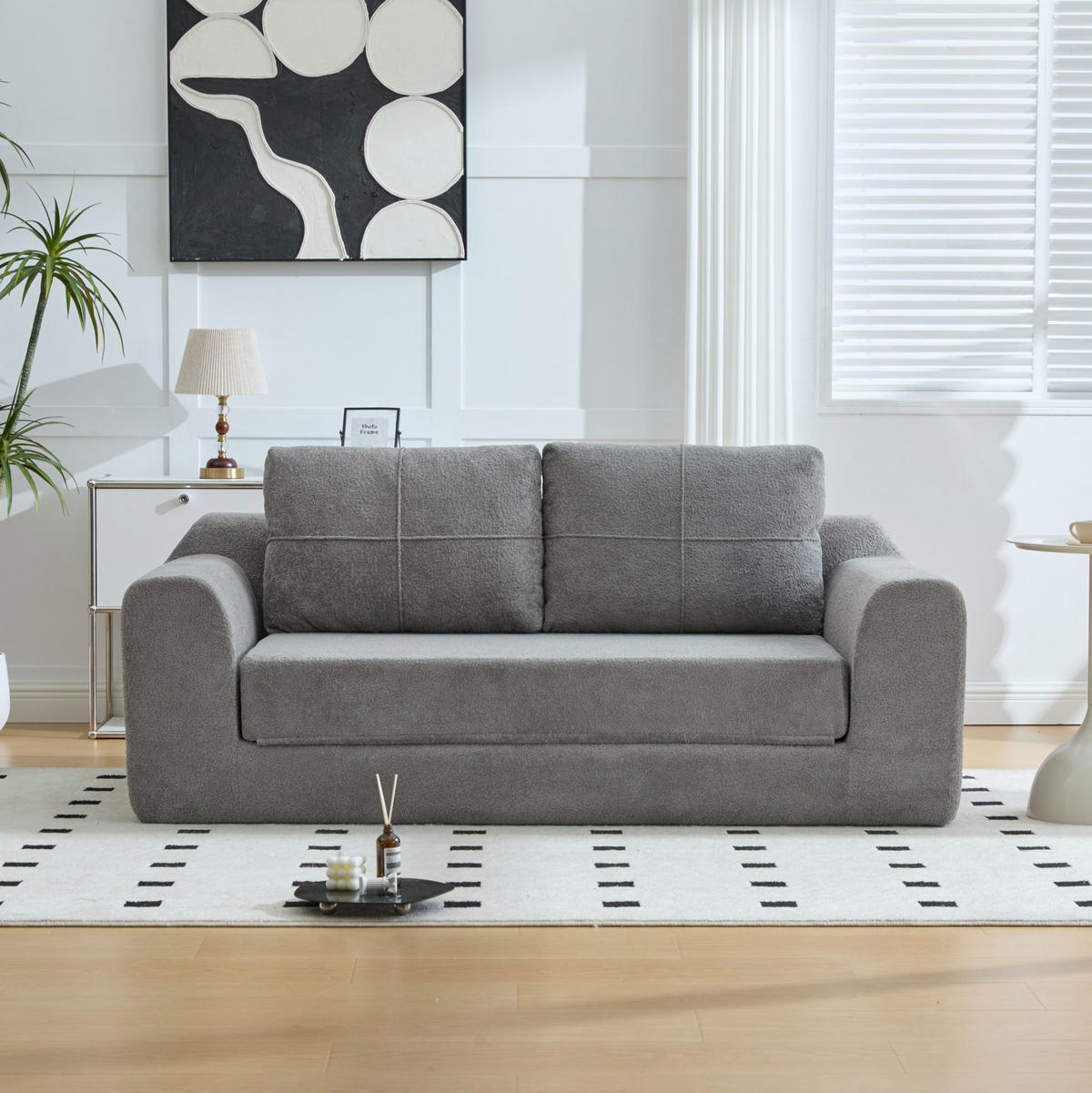 SCHLAFSOFA 179/95/79 cm klappbar als Bodensofa und Doppel-Bodenbett, samtweicher Bezug, Dunkelgrau - Dunkelgrau, Textil (178/61.5/96cm) - Redom