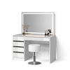 SCHMINKTISCH Imola Weiß/Gold mit LED-Spiegel und Hocker - Goldfarben/Weiß, Holzwerkstoff (120/75/55cm) - Livinity®