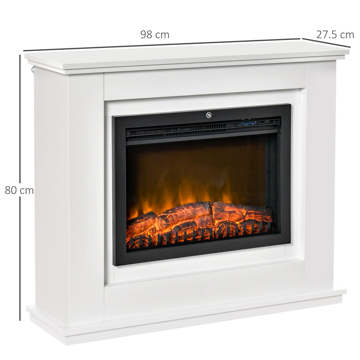 ELEKTROKAMIN DE-17015 Große Größe 2000 W LED-Flamme Weiß - Weiß, Holzwerkstoff (98/80/27.5cm) - ComfortXL