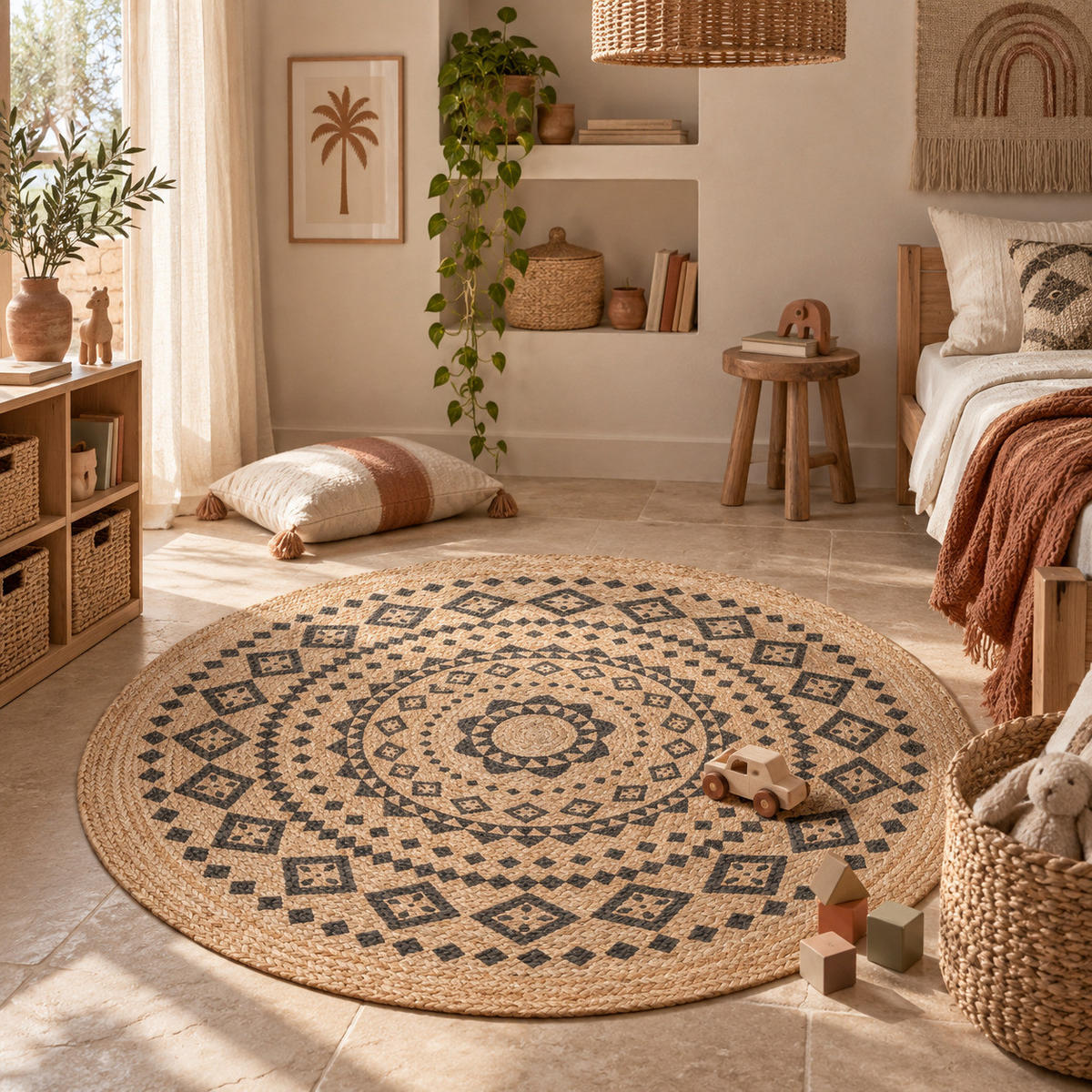 HANDGEFERTIGT JUTE TEPPICH NELE ETHNO RUND - Beige, Textil (80/80cm) - Pergamon