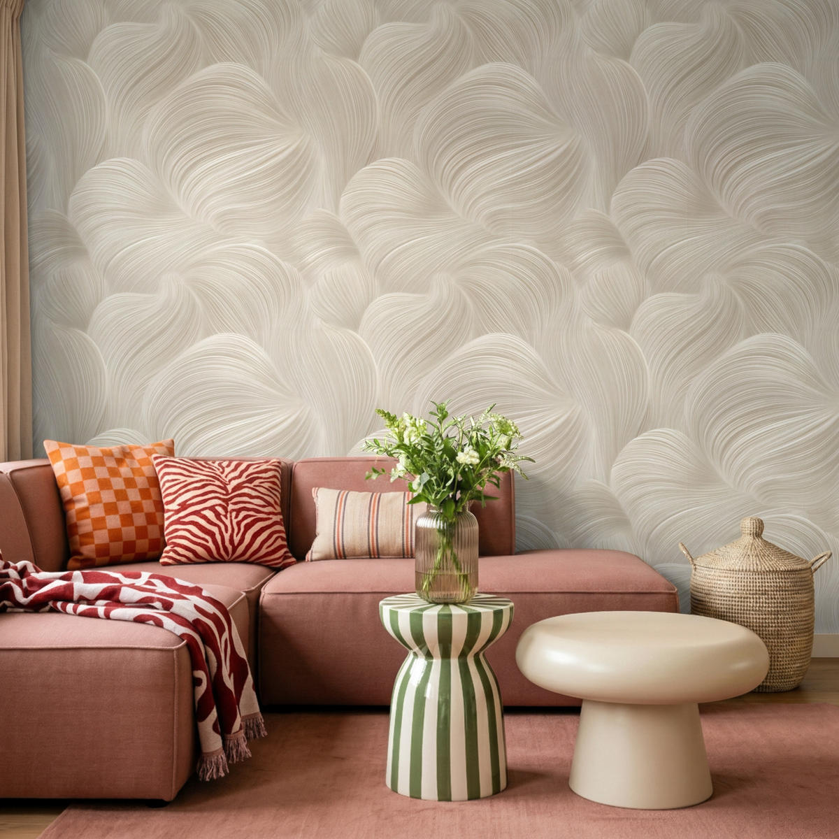 TAPETE - Lines - Ventilator - Beige - 350x260 cm - Creme, Papier (350/260cm) - OnlyWow