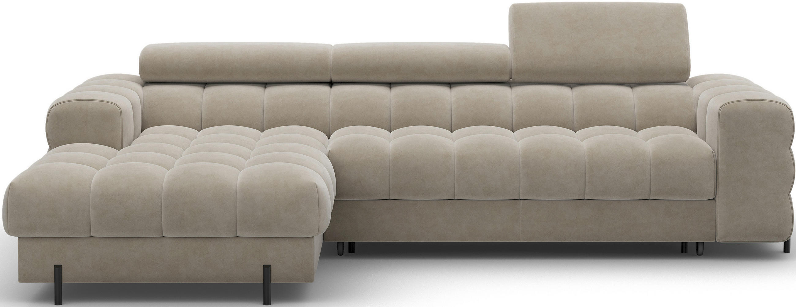 ECKSOFA FELRO mit Schlaffunktion, Bettkasten & verstellbaren Kopfstützen – Modernes Premium-Ecksofa in L-Form - Beige, Kunststoff (285/181cm) - Wohnideebilder