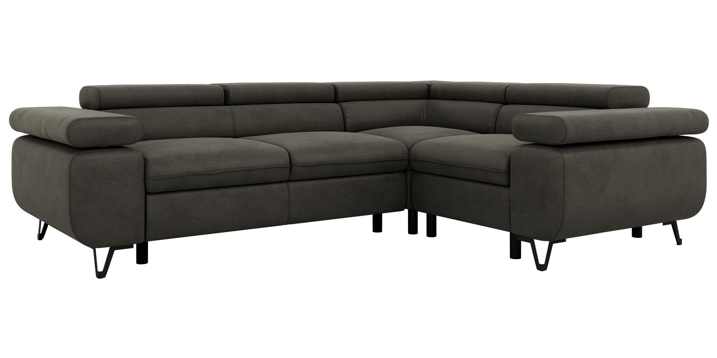 ROHOVÁ SEDAČKA ORSO L Antracitová Samet - Pravá Strana - černá/antracitová, kov/textil (268/197cm) - MKS