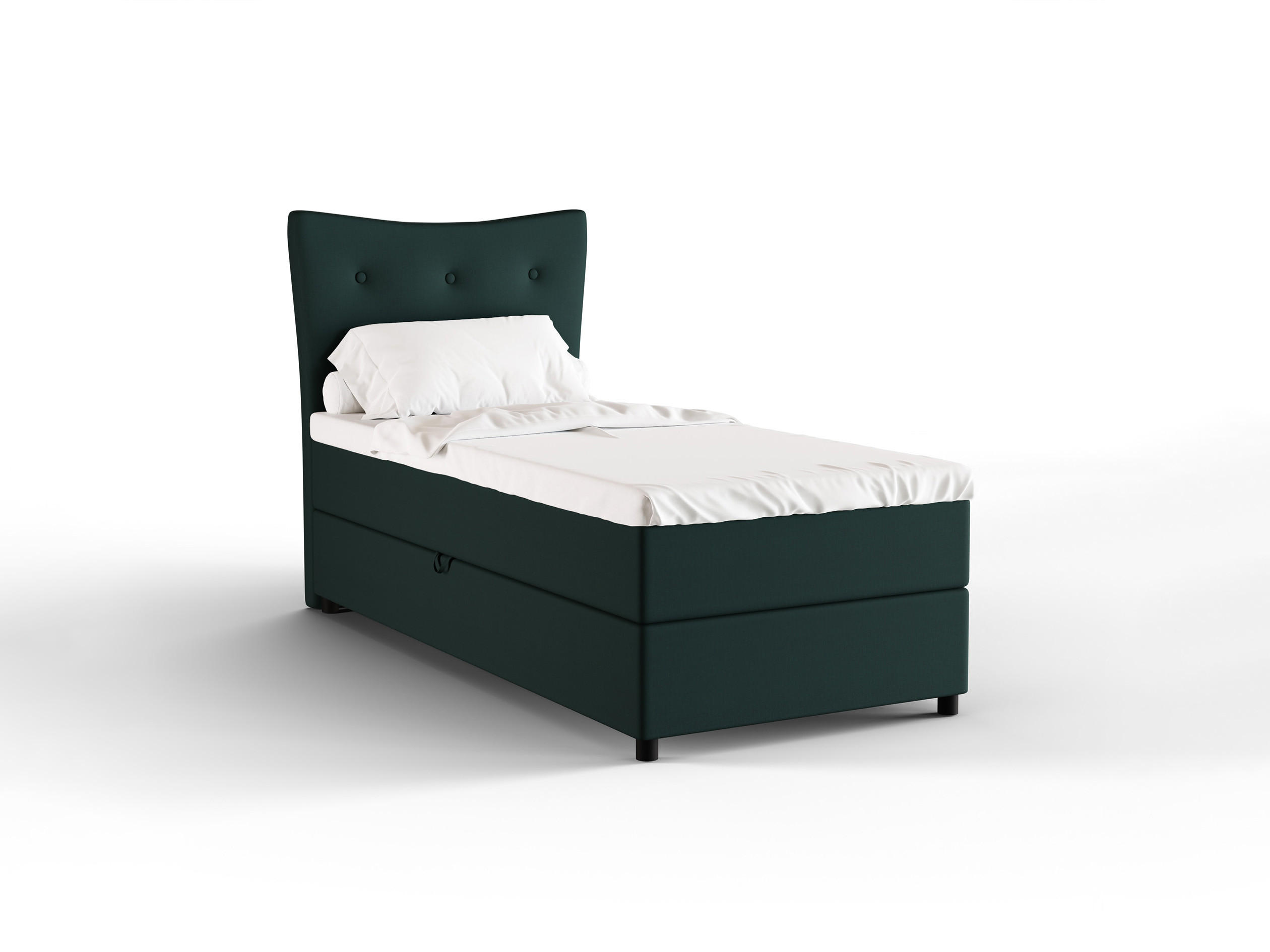 BOXBETT Nevada 90x200 cm Polsterbett mit hochwertiger Bonell-Matratze und Topper - grün - Grün, Holz (90/200cm) - Panda Möbel