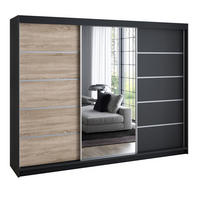 SCHWEBETÜRENSCHRANK 200 cm VILANO 1 Farbe: Schwarz, Sonoma - Schwarz/Braun, Holzwerkstoff (200/215/59.5cm) - A&J MöbelLand