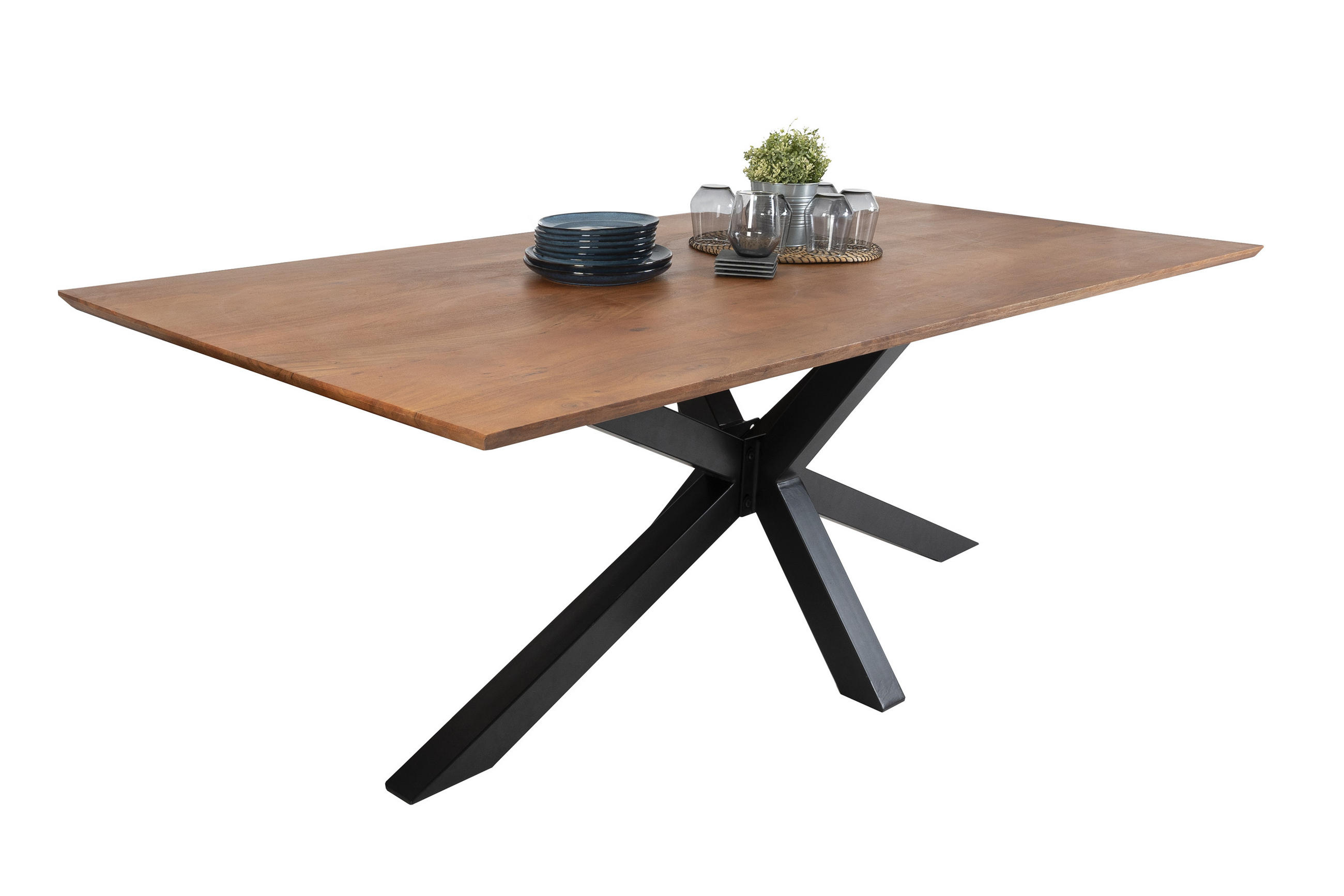 ESSTISCH ABBY - Schwarz/Braun, Holz/Metall (100/240/77cm) - SAM