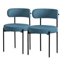 ESSZIMMERSTUHL 2er Set Teddystoff blau - Blau, Metall (53/78/50cm) - ML-DESIGN