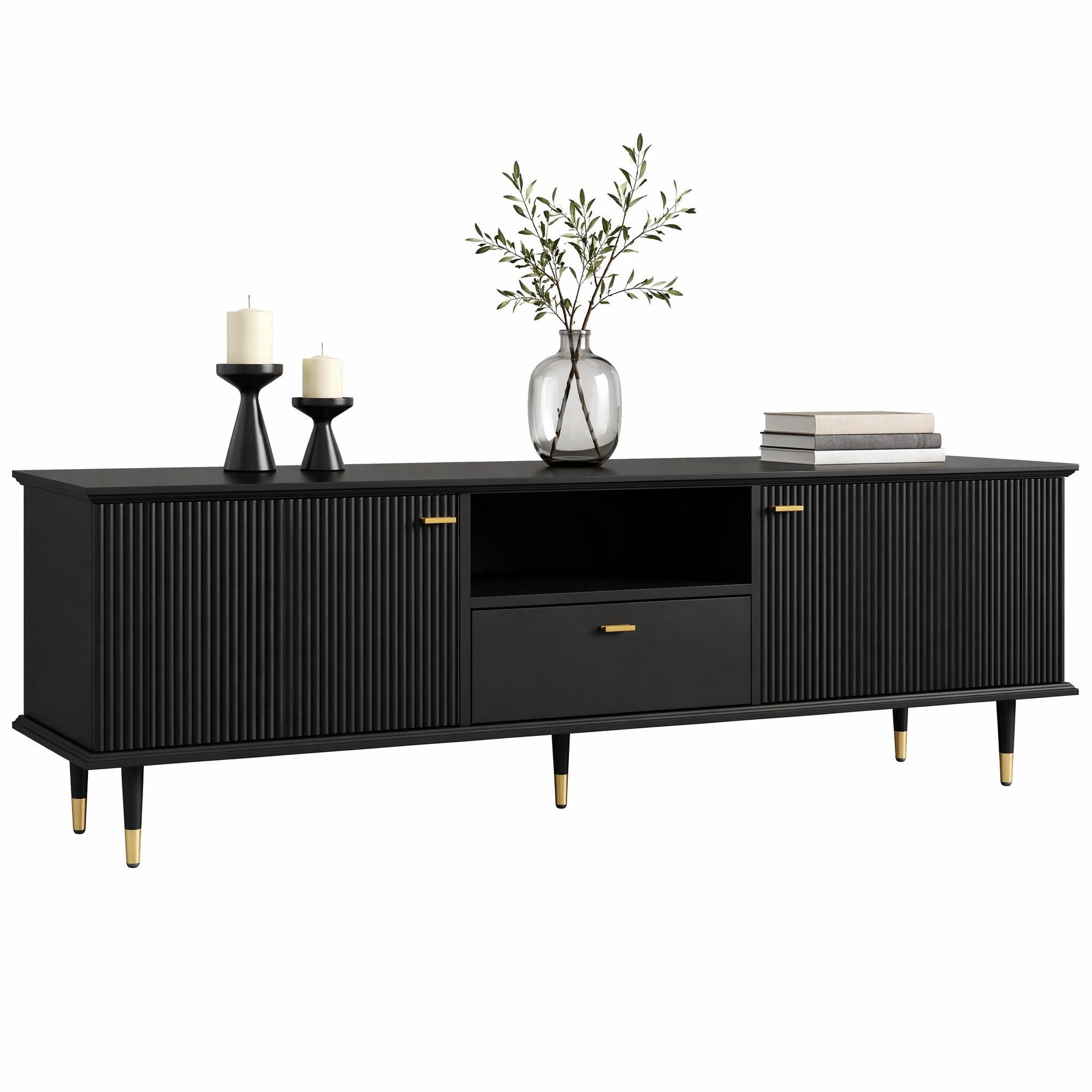 Beauniv Tv-Schrank Schwarz 36x54x170 cm