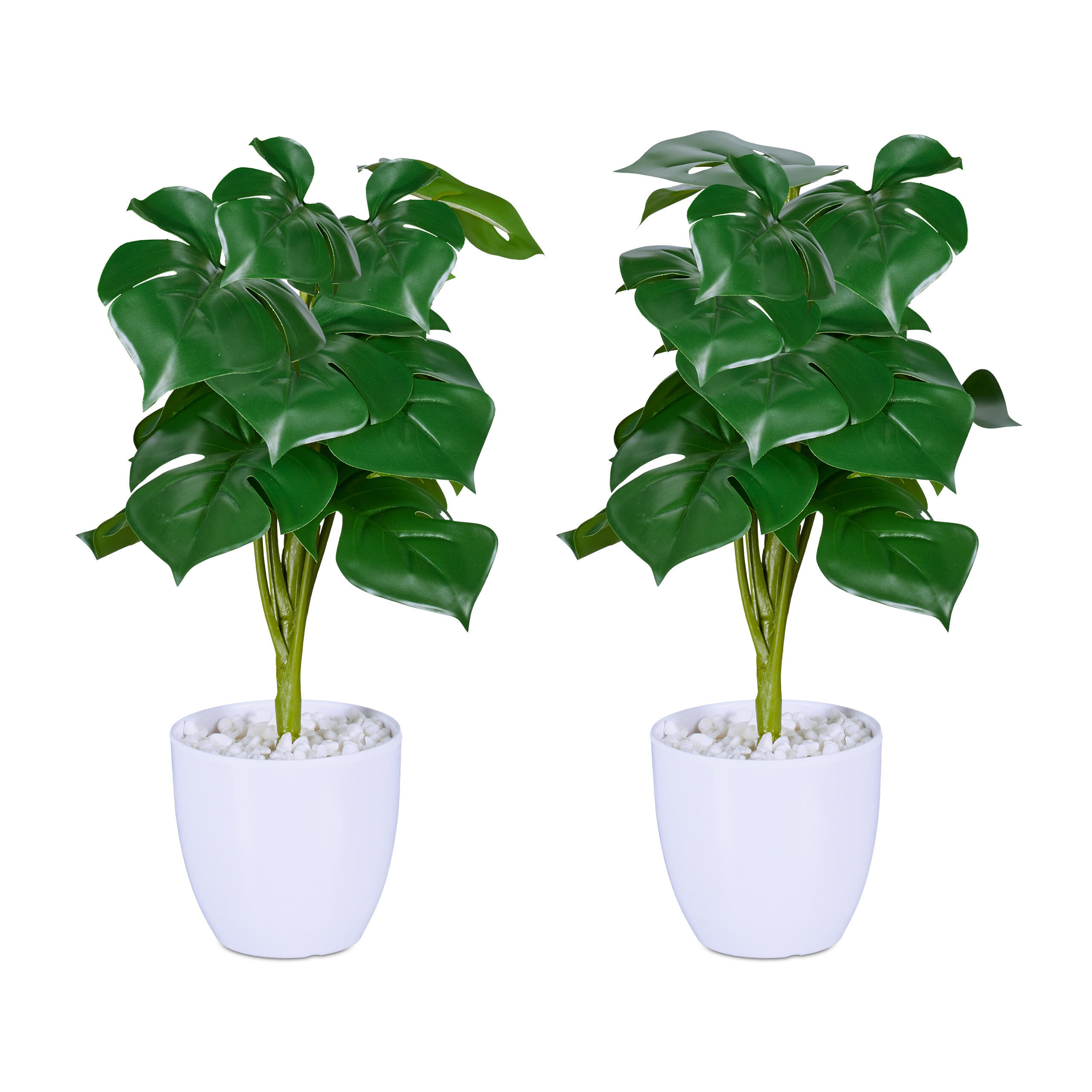 2xKUNSTPFLANZE - Multicolor, Textil/Stein (33cm) - Relaxdays