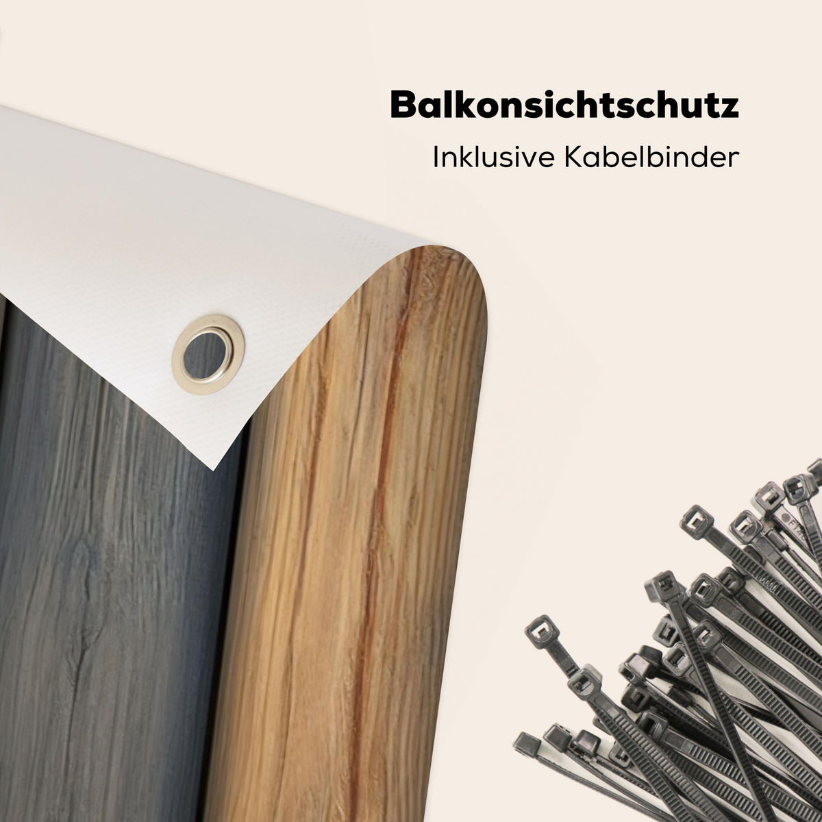 BALKON-SICHTSCHUTZ Holz - Dielen - Gemischt - Teakfarben, Kunststoff (200/110cm) - MuchoWow