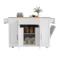 KÜCHENINSEL 120/50/92 cm weiß aus MDF mit Rollen - Weiß, Holzwerkstoff (120/92/50cm) - OKWISH