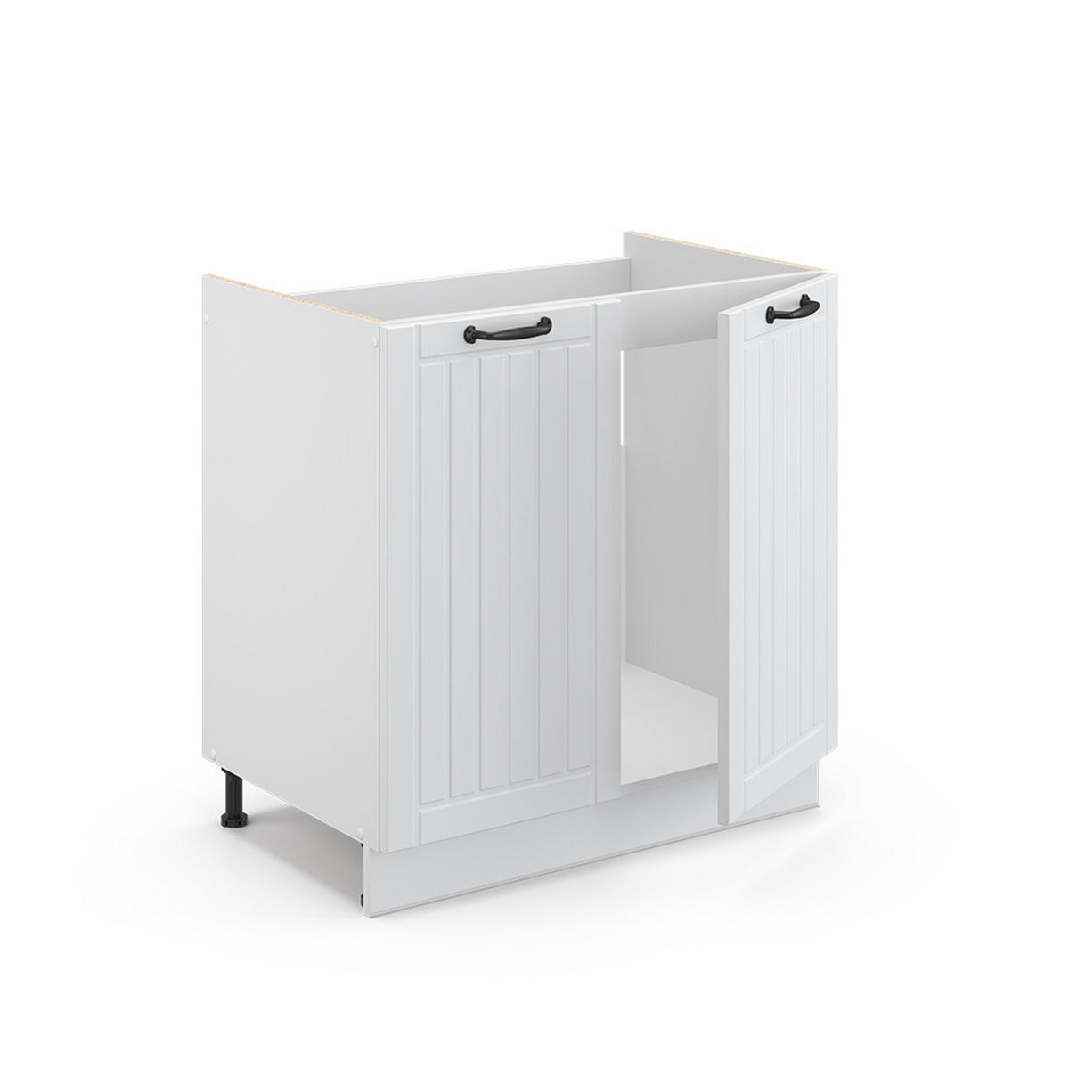 SPÜLENUNTERSCHRANK Fame-Line Weiß Landhaus 80 cm, AP Anthrazit - Creme/Weiß, Holzwerkstoff (80/82/60cm) - Vicco