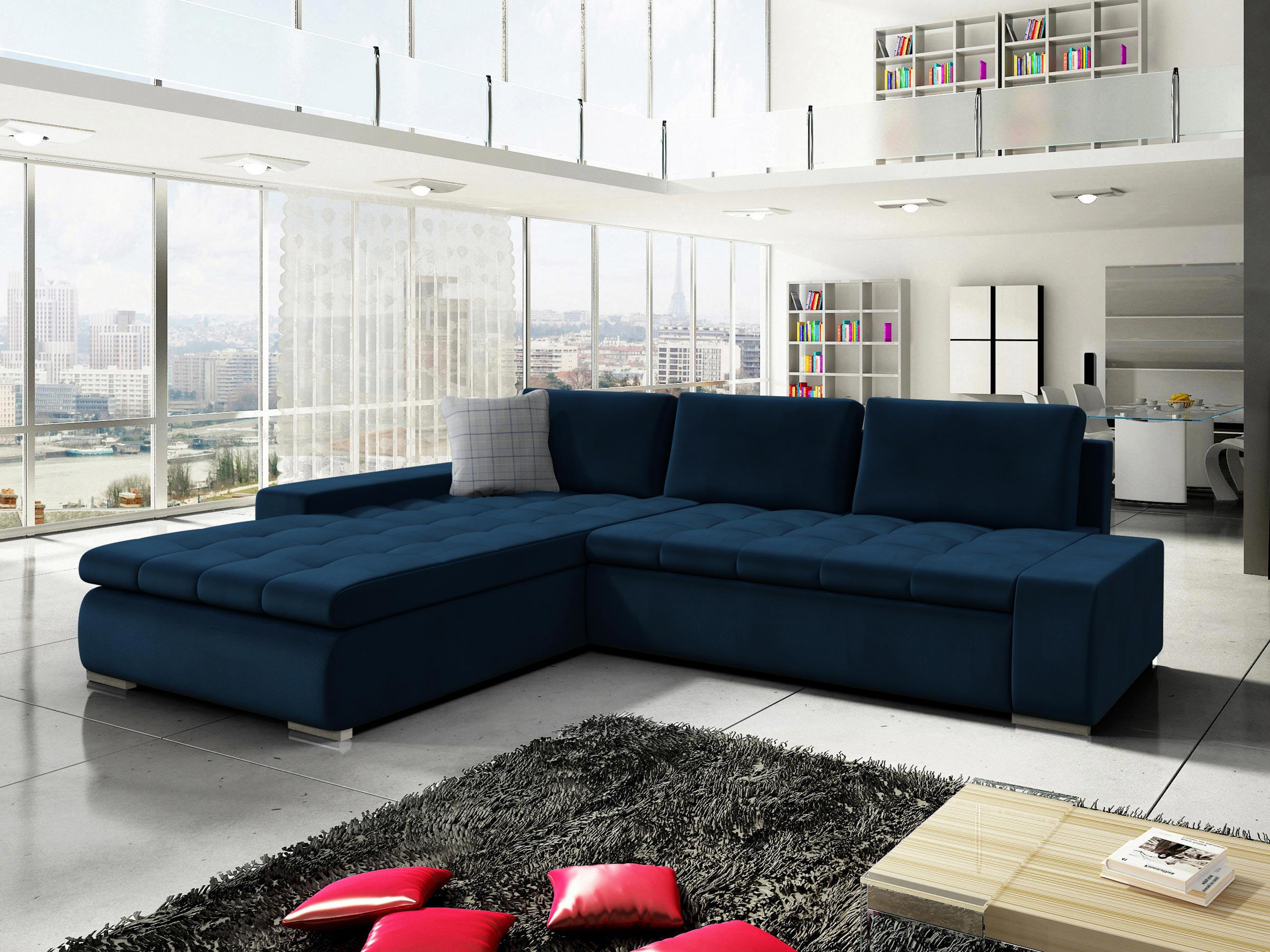 ECKSOFA Orkan - Dunkelblau, Holz/Textil (302/213cm) - MIRJAN24