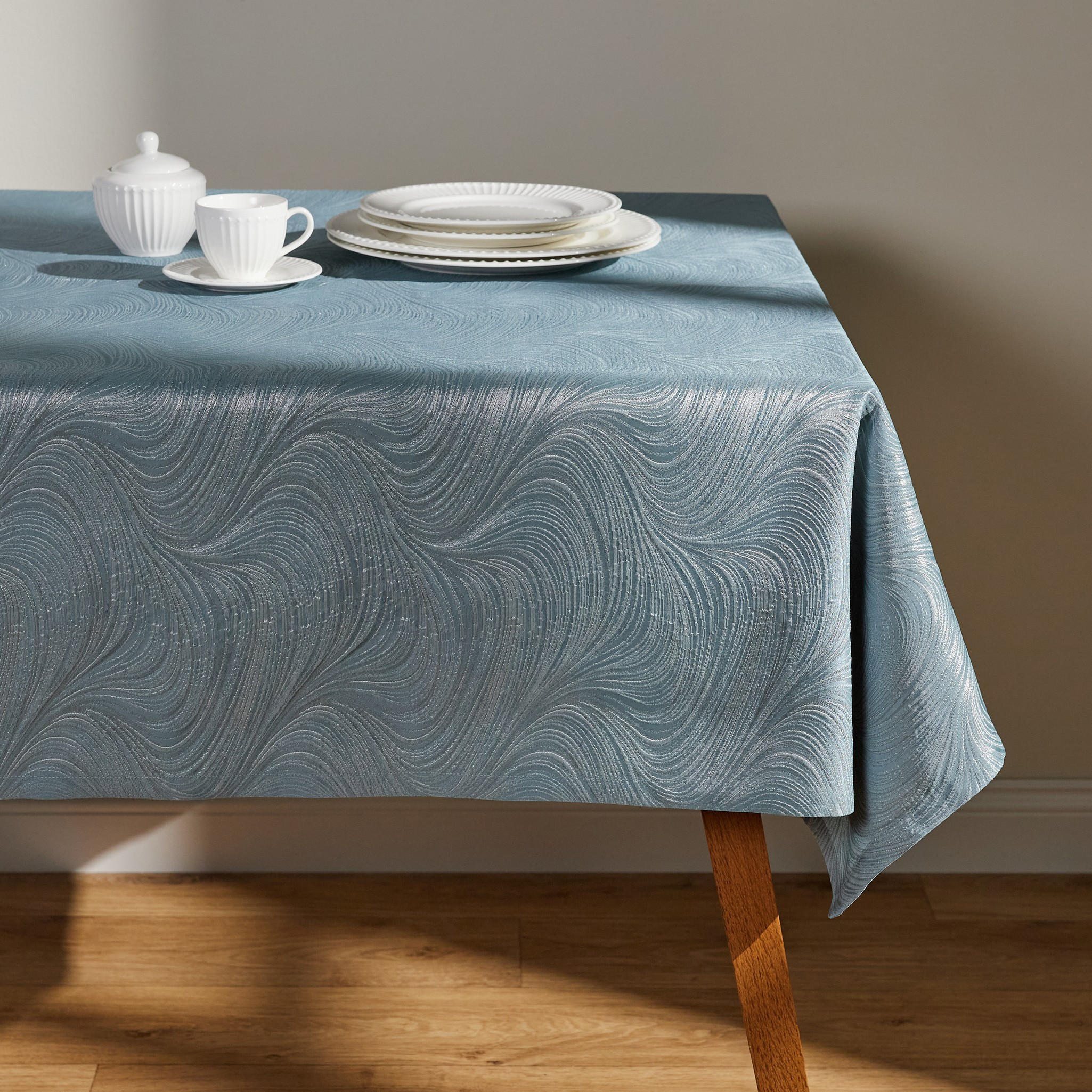 TISCHDECKE Floah - Blau, Textil (180/130/1cm) - home&you