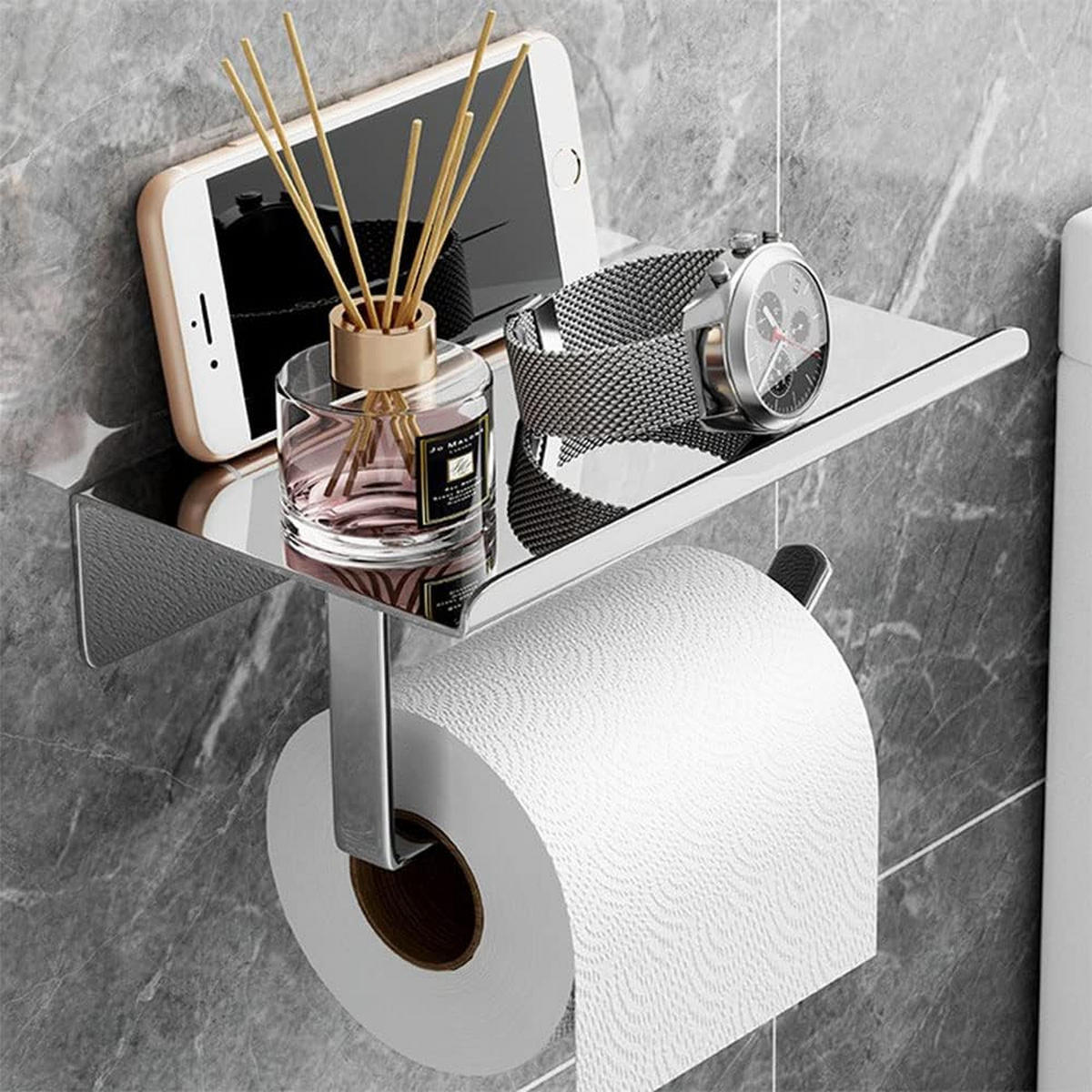 TOILETTENPAPIERHALTER，EDELSTAHL 304, Wandmontage. - Schwarz, Metall (10/7.5/18cm)
