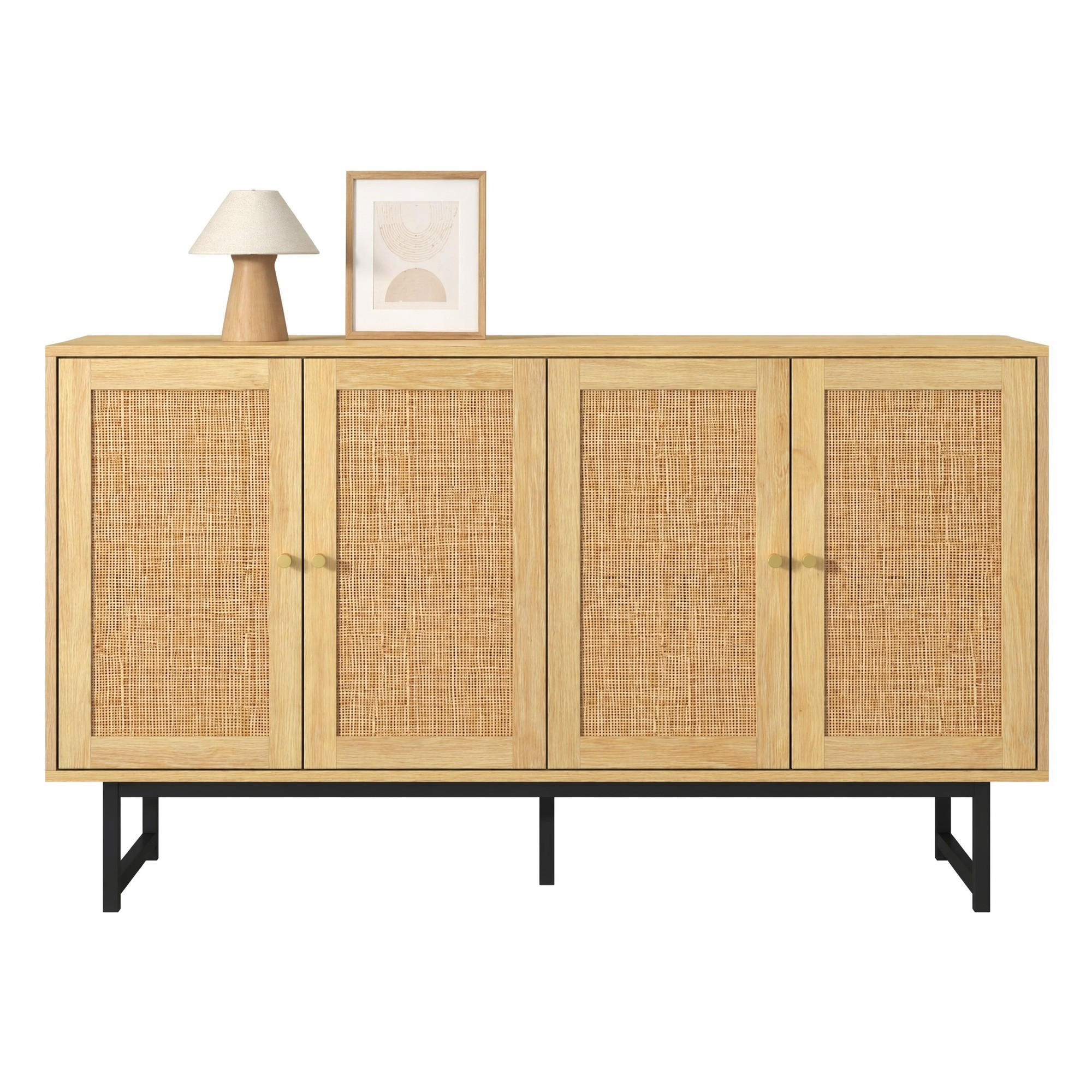 STILVORA KUCHYŇSKÁ SKŘÍŇ přírodní, pravý ratanový výplet, 4 dvířka, do obývacího pokoje a jídelny, 140×39,5×80 cm