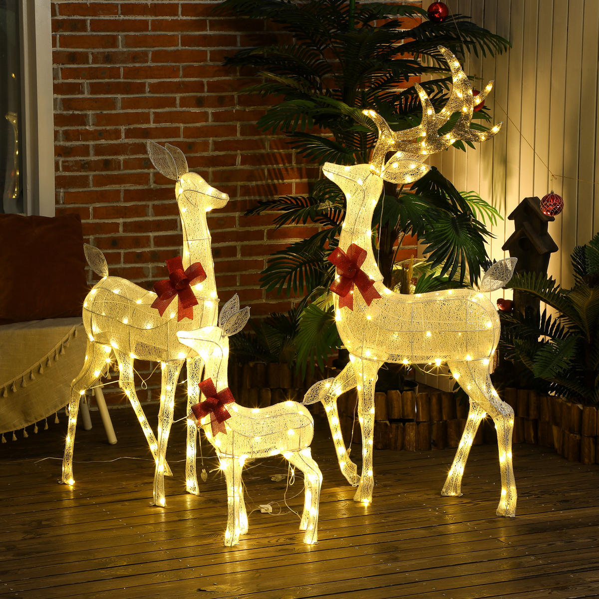 WEIHNACHTS-REH silberfarben 64.0/37.0/134.0cm - Silberfarben, Metall (37/134/64cm)