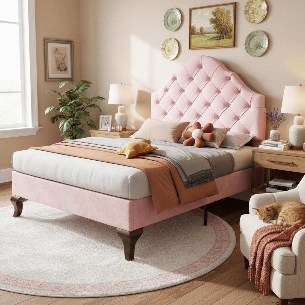 POLSTERBETT 90/200 cm Pink aus Samt mit höhenverstellbarem Kopfteil - Rosa, Textil (90/200cm) - OKMYHOME